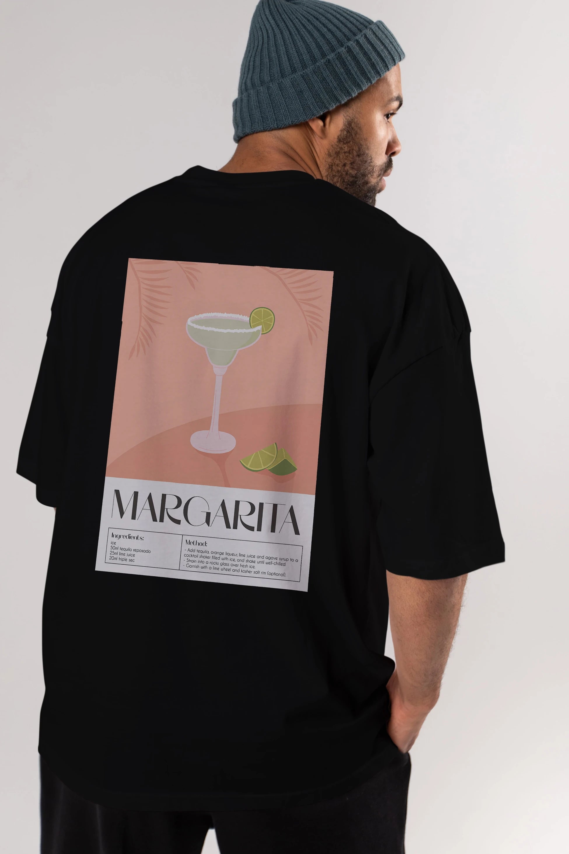 Margarita 5 Arka Baskılı Oversize t-shirt Erkek Kadın Unisex %100 Pamuk Bisiklet Yaka tişort