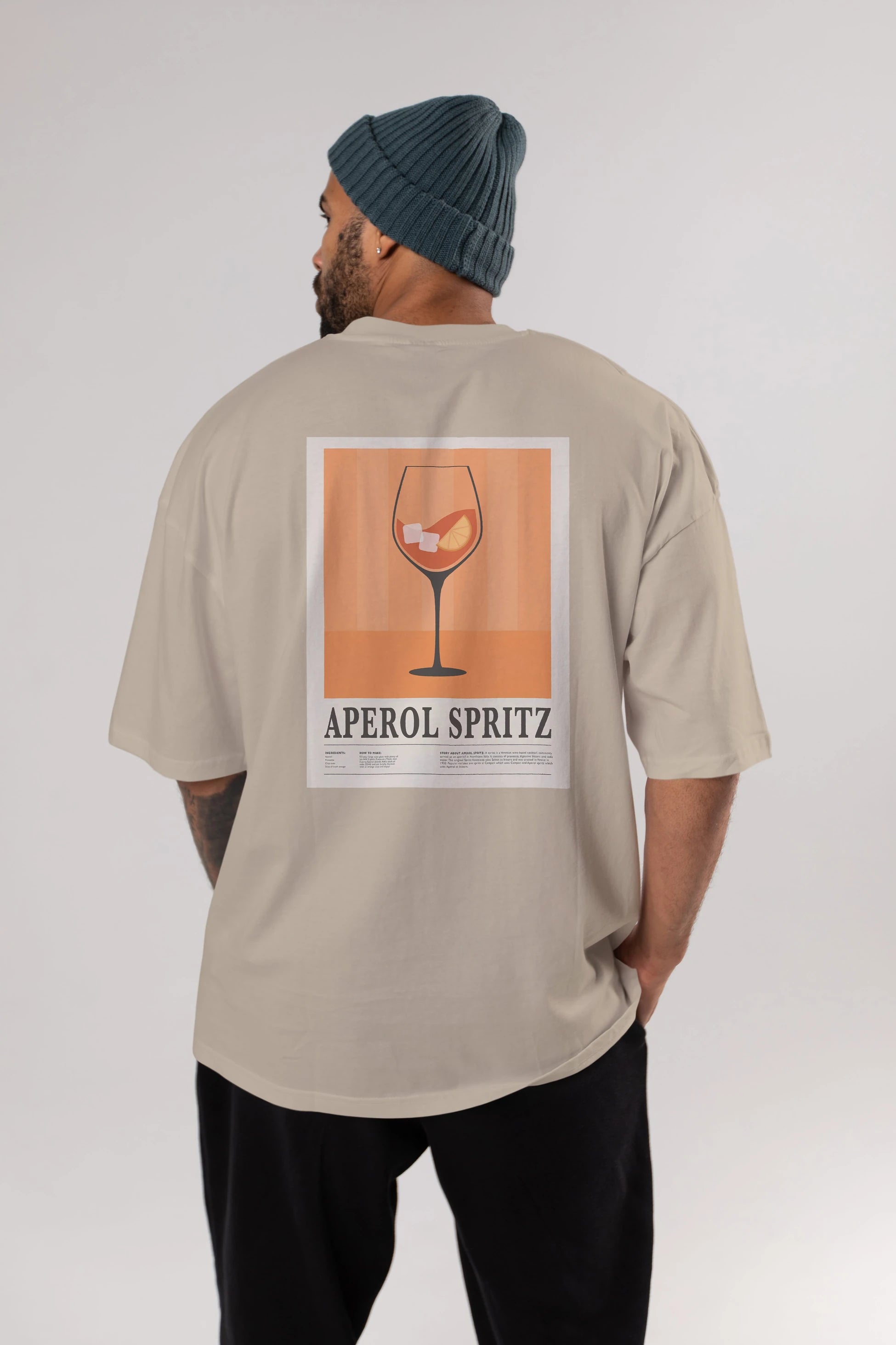 Aperol Spritz 8 Arka Baskılı Oversize t-shirt Erkek Kadın Unisex %100 Pamuk Bisiklet Yaka tişort