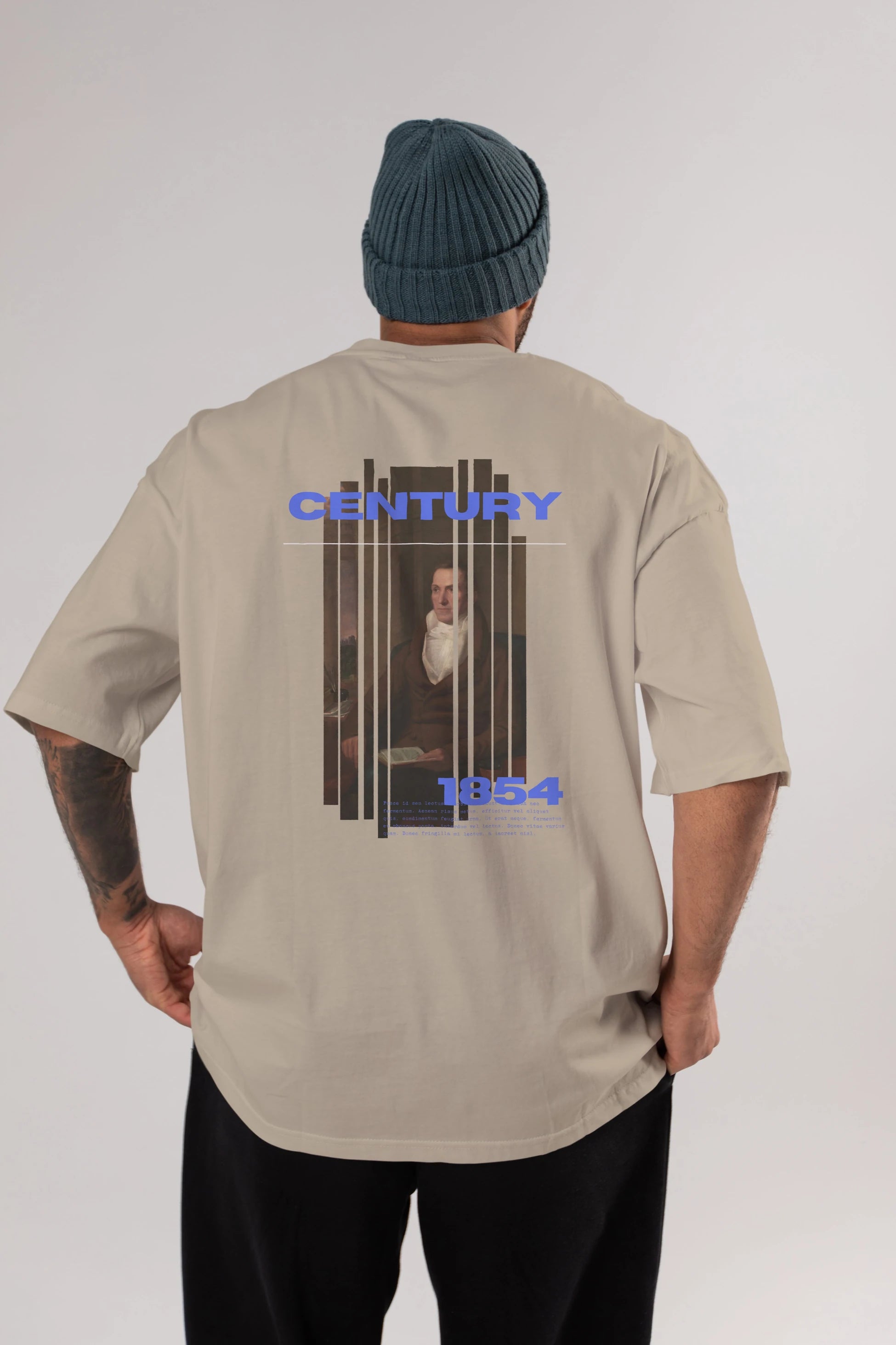 Century 1854 Yazılı Arka Baskılı Oversize t-shirt Erkek Kadın Unisex