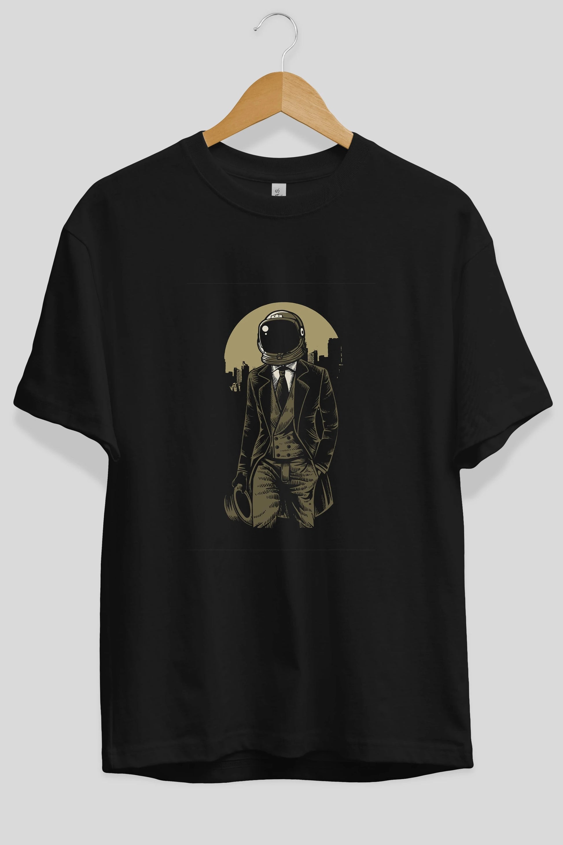 Classic Astronaut Ön Baskılı Oversize t-shirt Erkek Kadın Unisex %100 Pamuk tişort