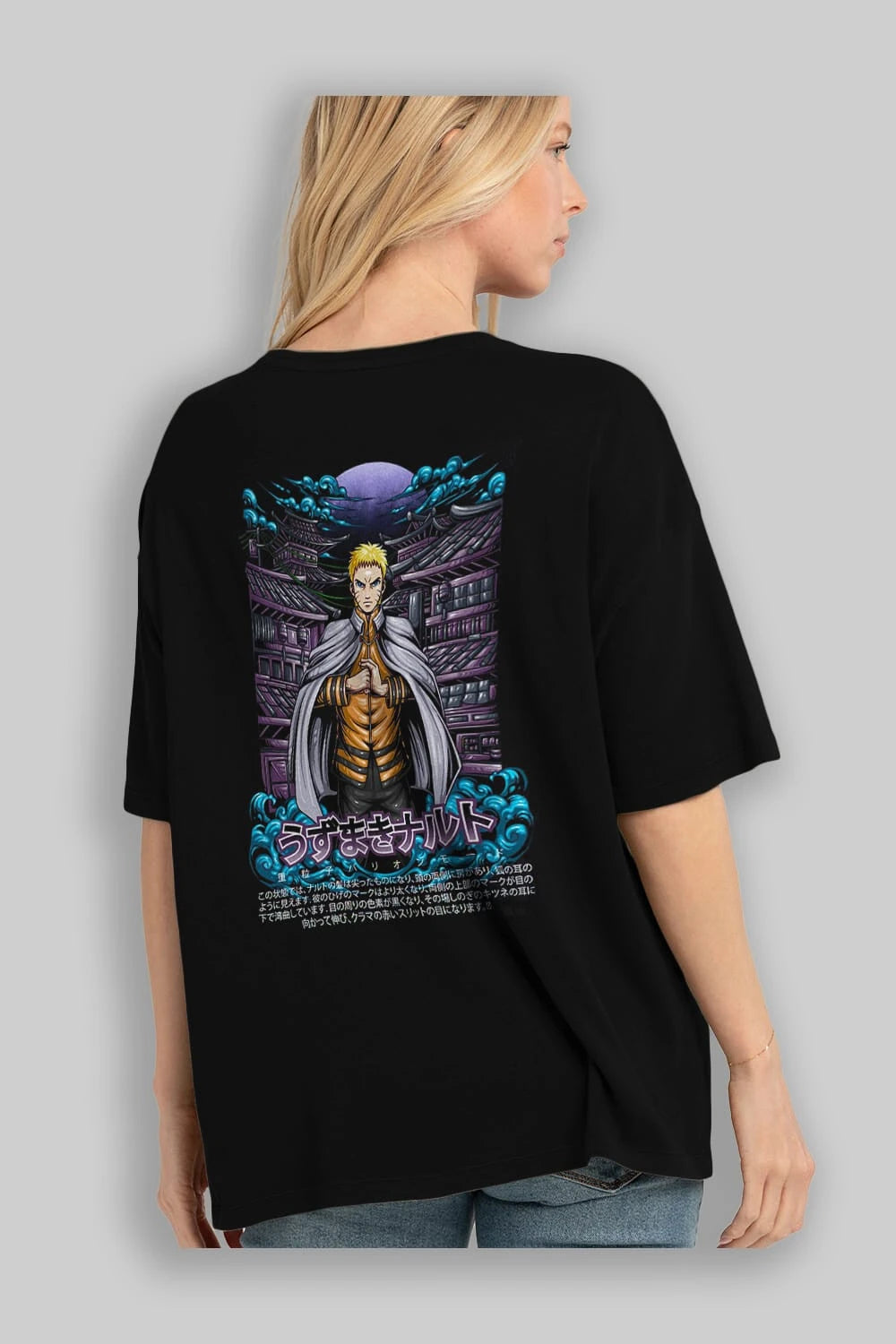 NARUTO (8) Anime Arka Baskılı Oversize t-shirt Erkek Kadın Unisex