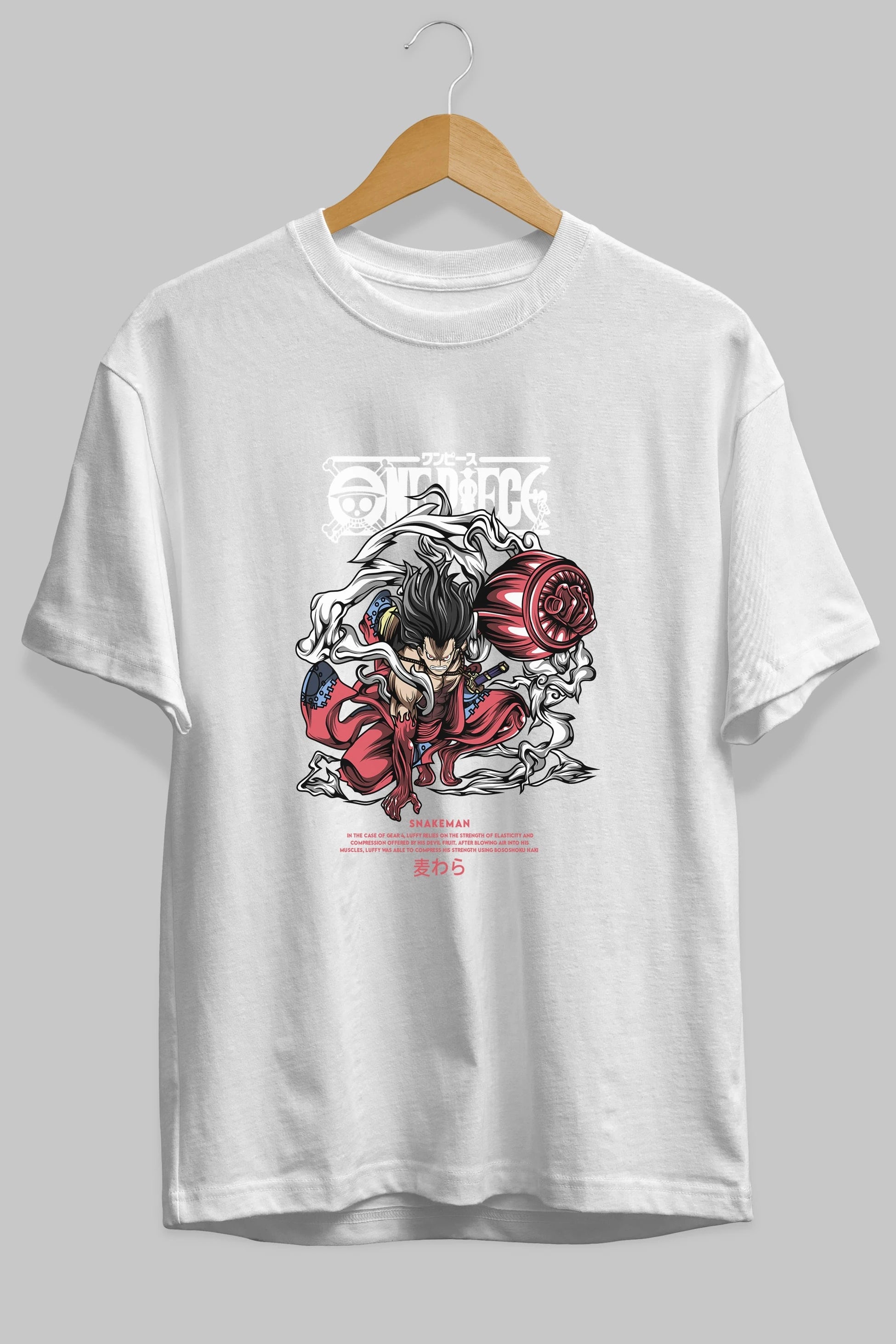 One Piece Snakeman Anime Ön Baskılı Oversize t-shirt %100 pamuk Erkek Kadın Unisex