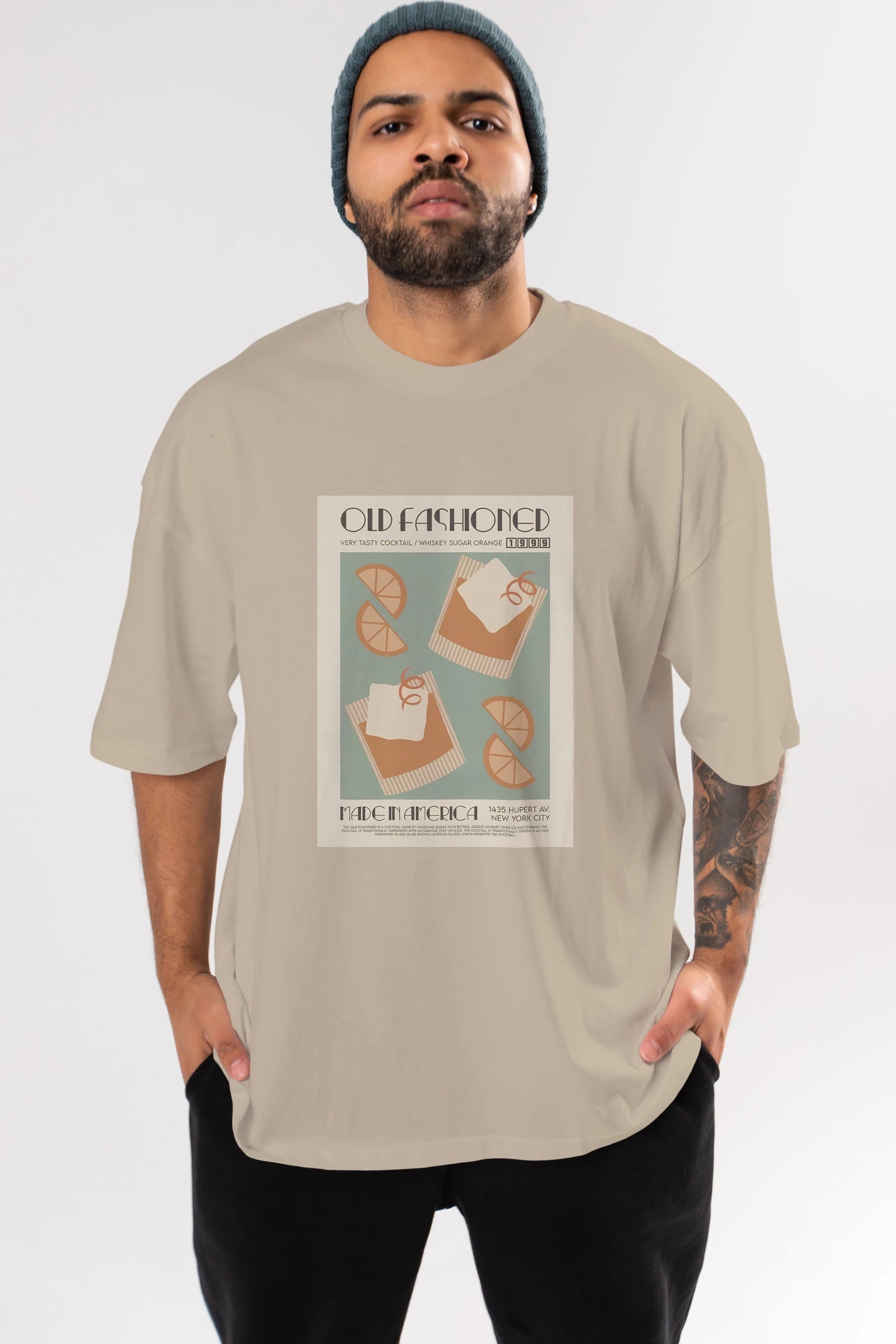 Old Fashioned 2 Ön Baskılı Oversize t-shirt Erkek Kadın Unisex %100 Pamuk Bisiklet Yaka tişort