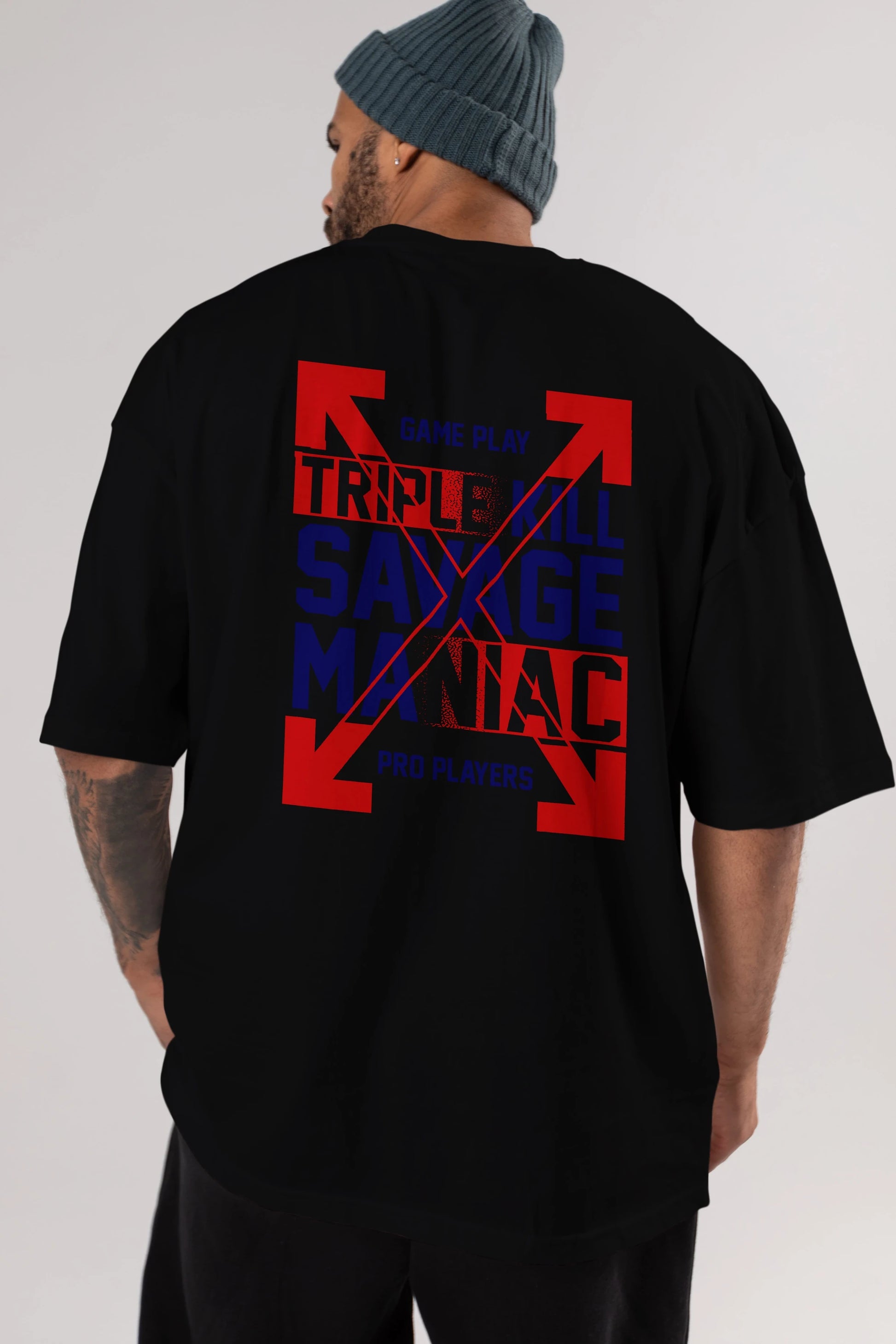 Kill Savage Arka Baskılı Oversize t-shirt Erkek Kadın Unisex