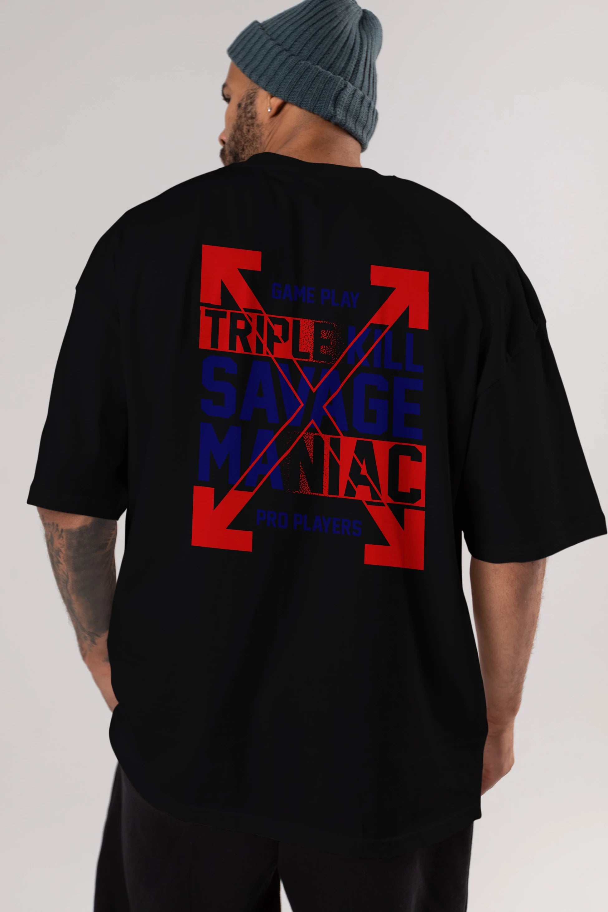 Kill Savage Arka Baskılı Oversize t-shirt Erkek Kadın Unisex