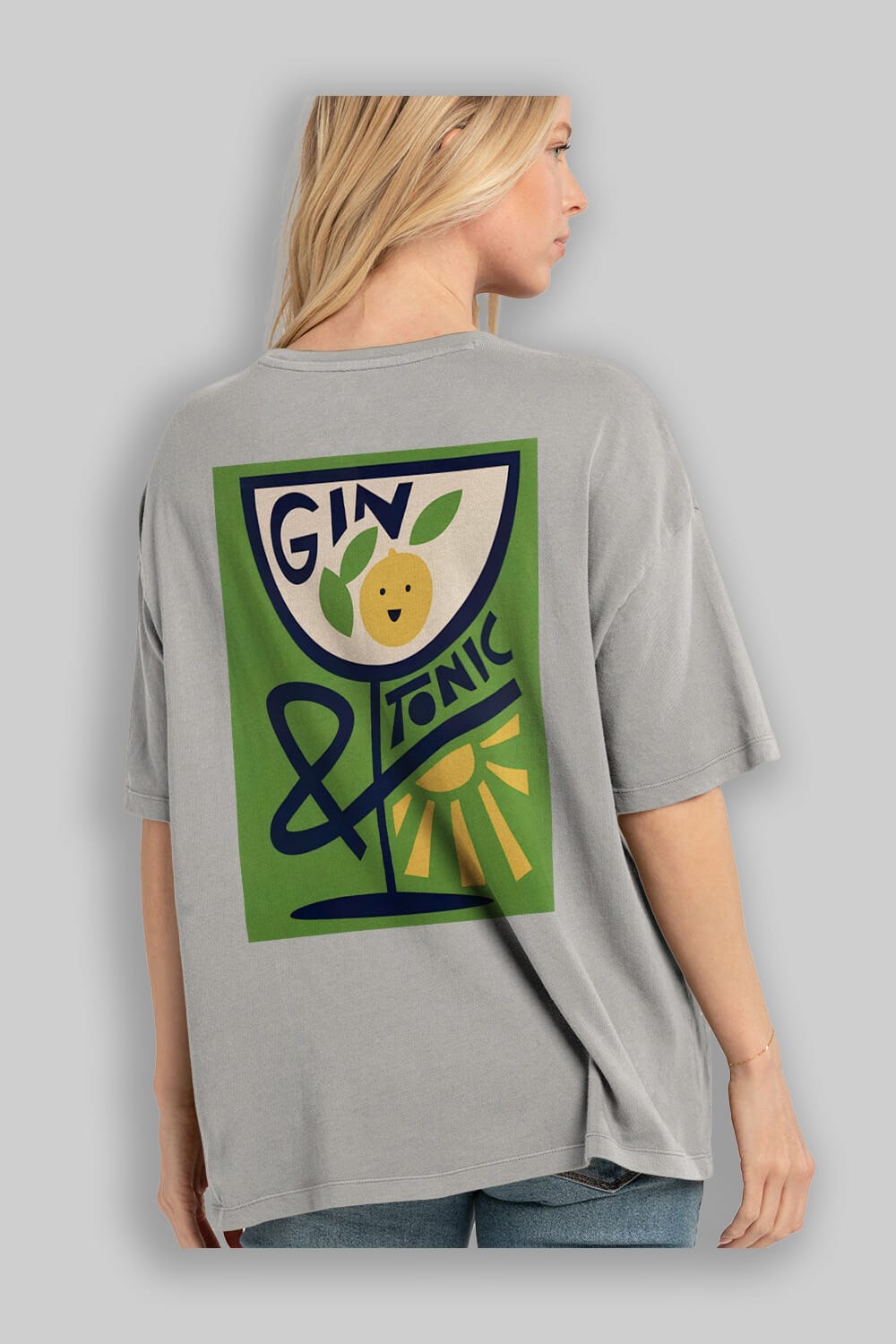 Gin Tonic 3 Arka Baskılı Oversize t-shirt Erkek Kadın Unisex %100 Pamuk Bisiklet Yaka tişort