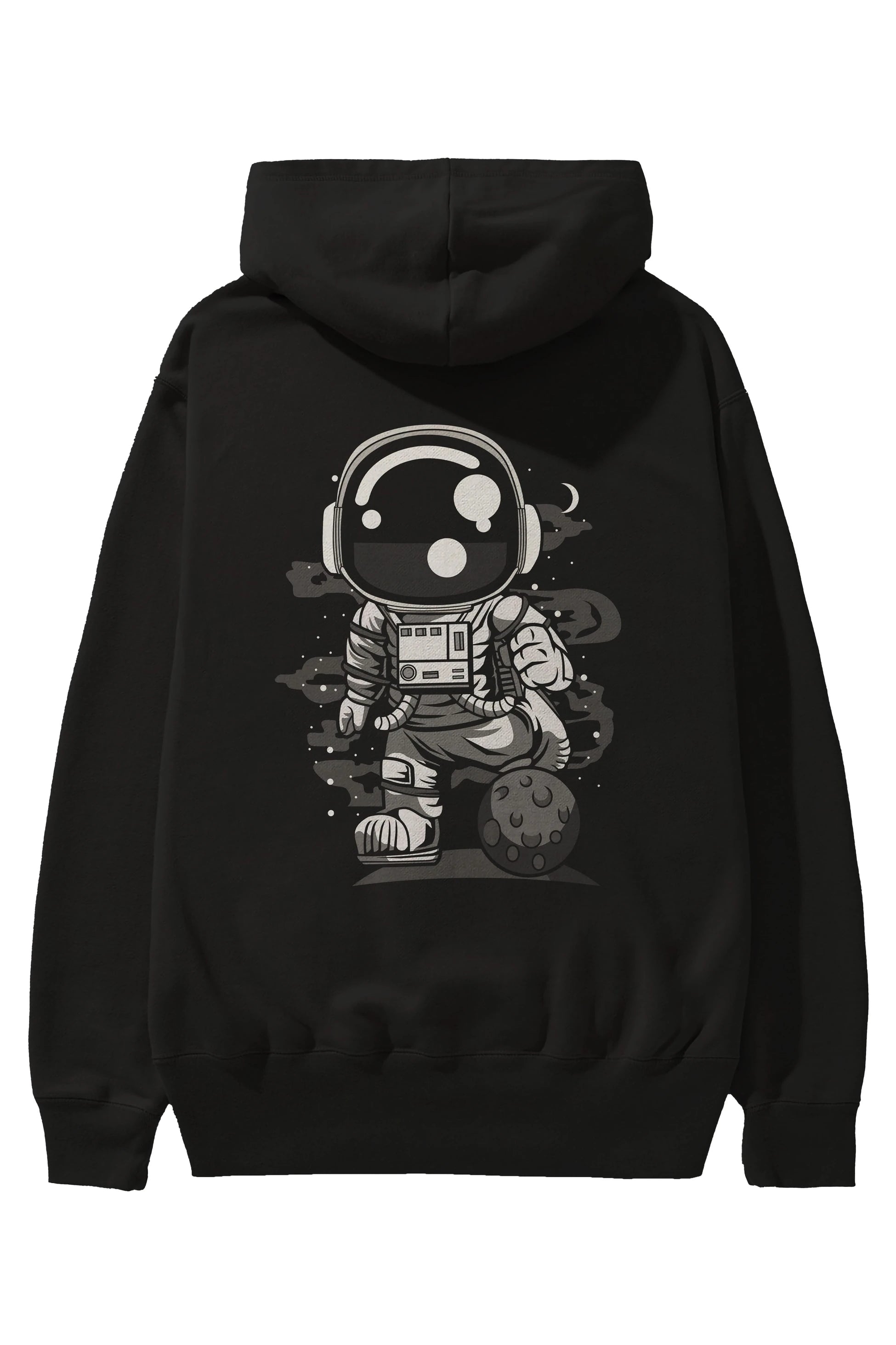Astronaut Soccer Arka Baskılı Hoodie Oversize Kapüşonlu Sweatshirt Erkek Kadın Unisex