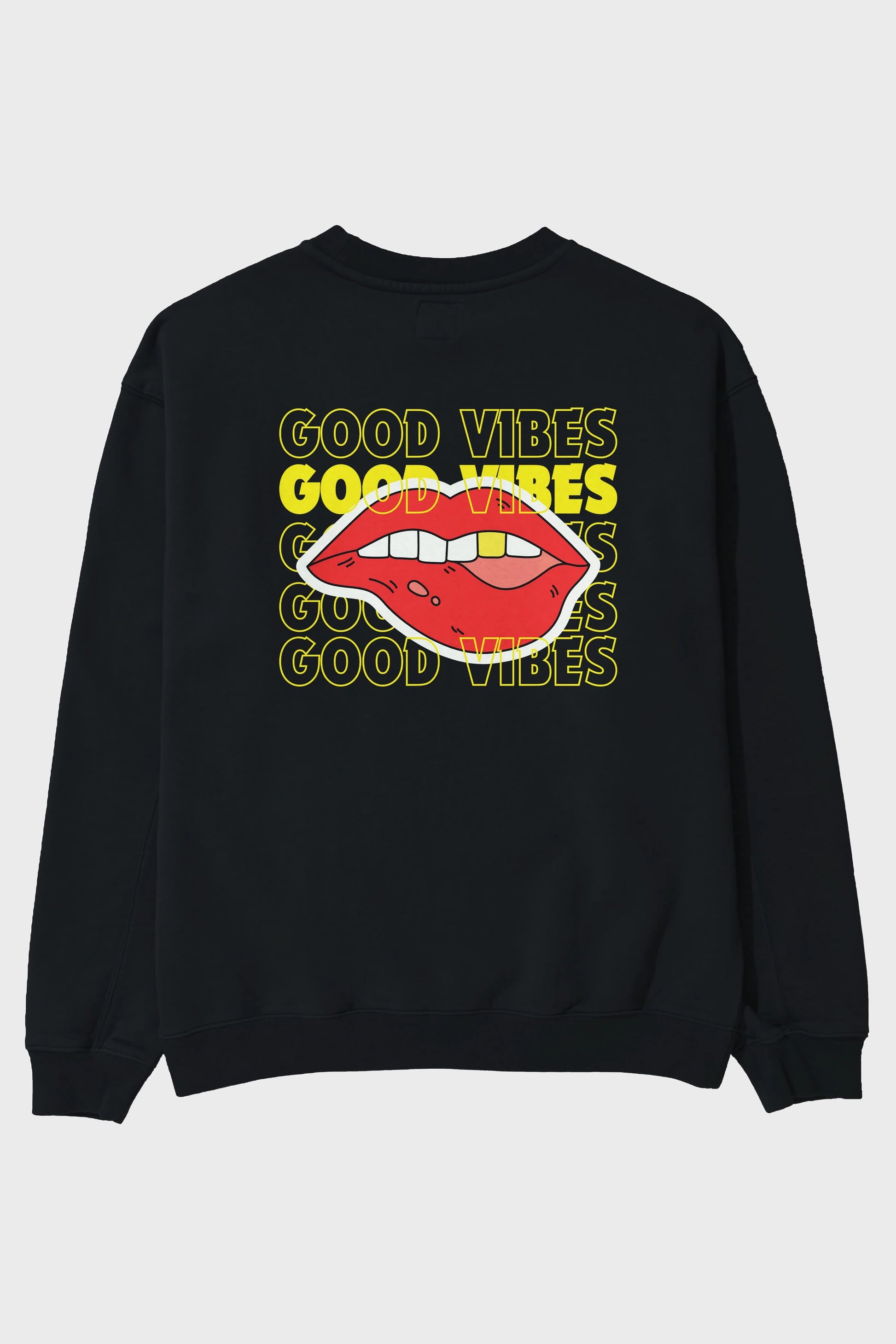 Good Vibes Yazılı 2 Arka Baskılı Oversize Sweatshirt Erkek Kadın Unisex