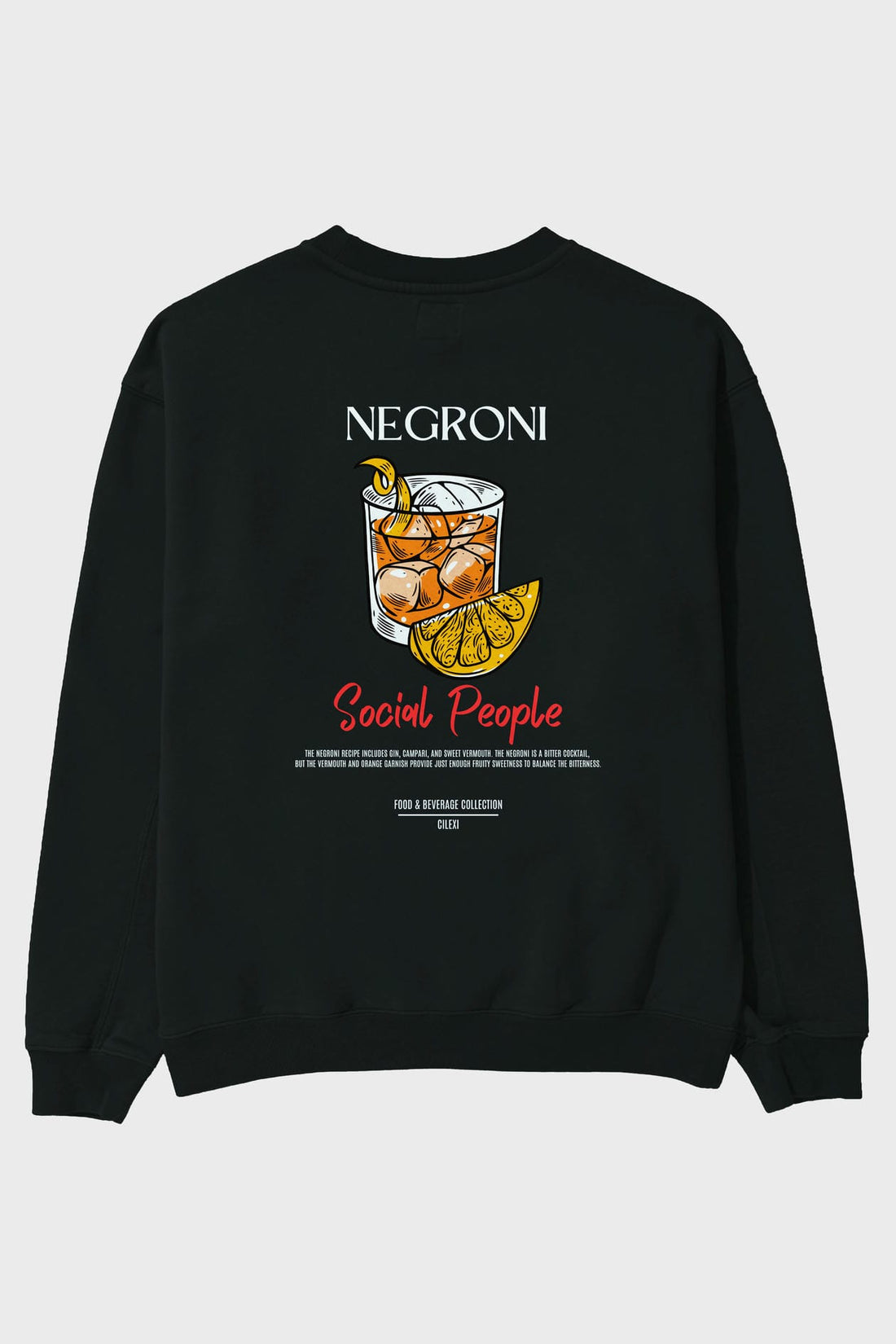 Negroni Arka Baskılı Oversize Sweatshirt Erkek Kadın Unisex