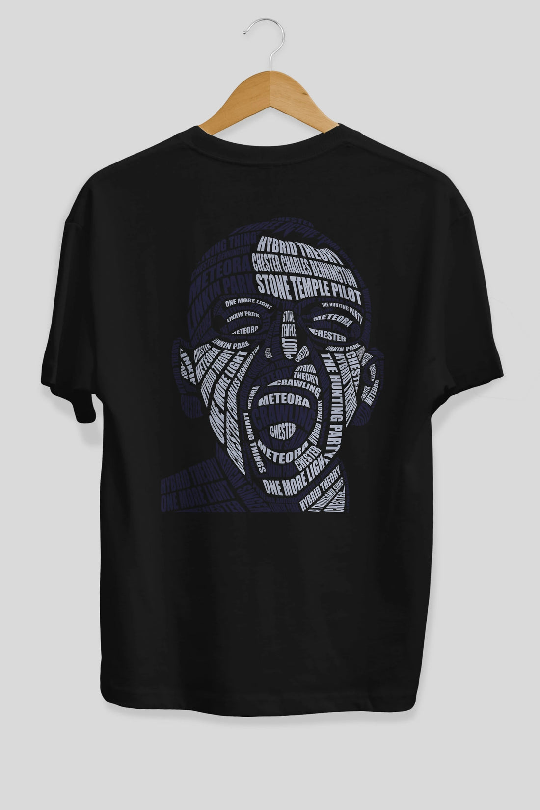 Chester Bennington Calligram Arka Baskılı Oversize t-shirt %100 pamuk Erkek Kadın Unisex