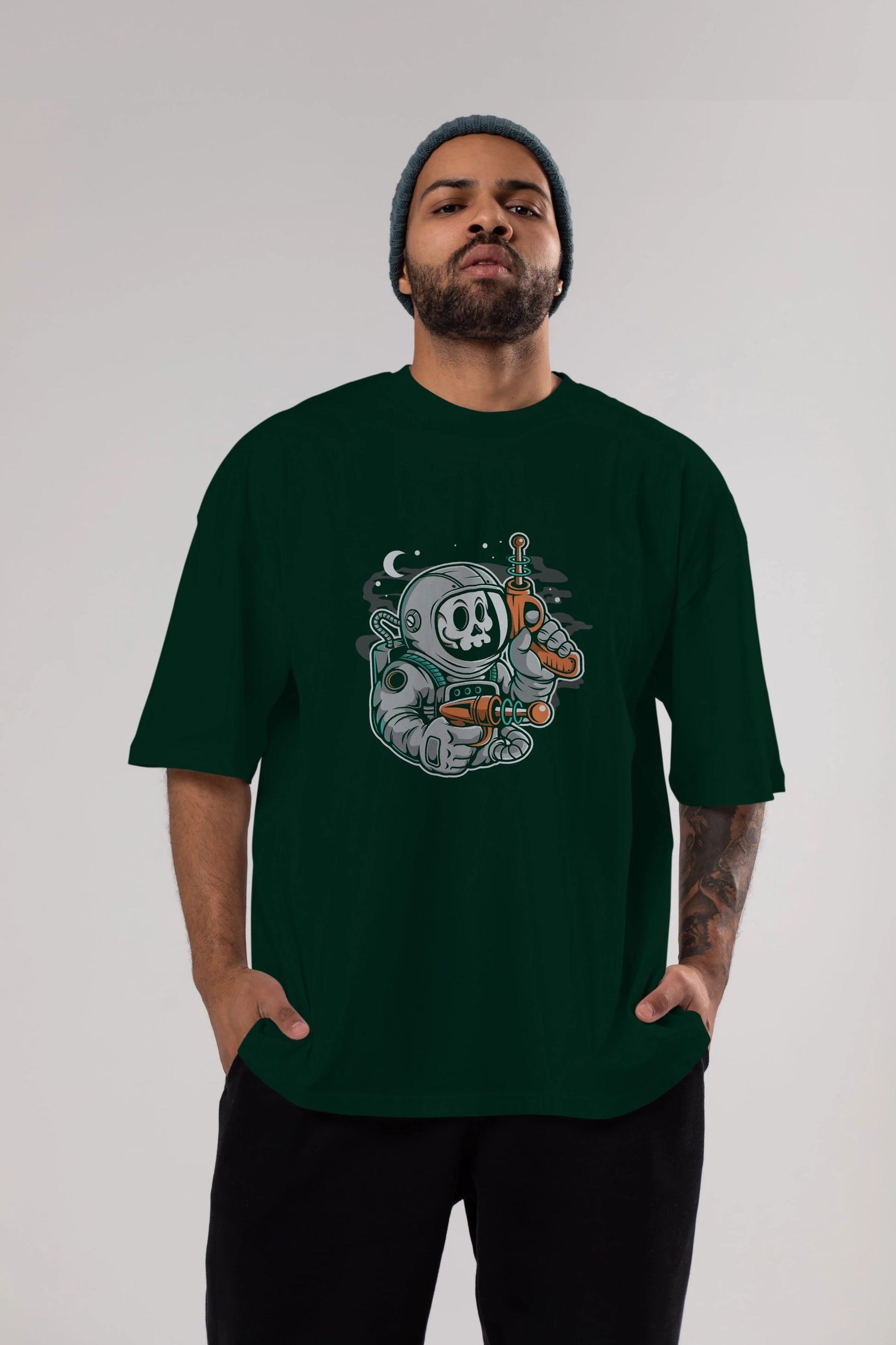 Astronaut Ray Gun Ön Baskılı Oversize t-shirt Erkek Kadın Unisex