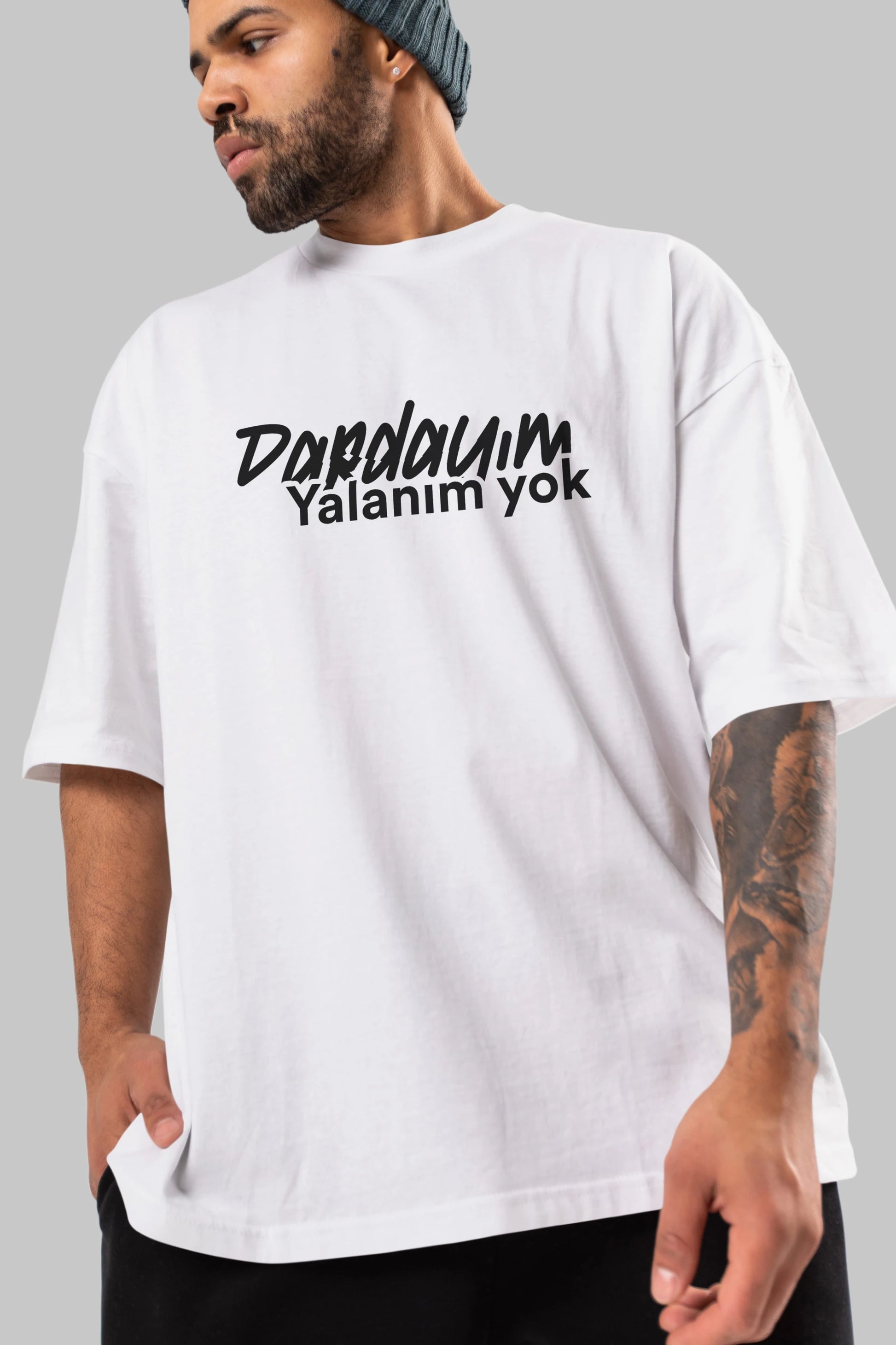 Dardayım Yalanım Yok Ön Baskılı Oversize t-shirt %100 pamuk Erkek Kadın Unisex