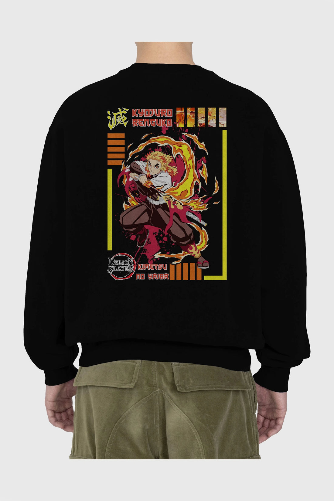 KYOJURO RENGOKU Anime Arka Baskılı Oversize Sweatshirt Erkek Kadın Unisex