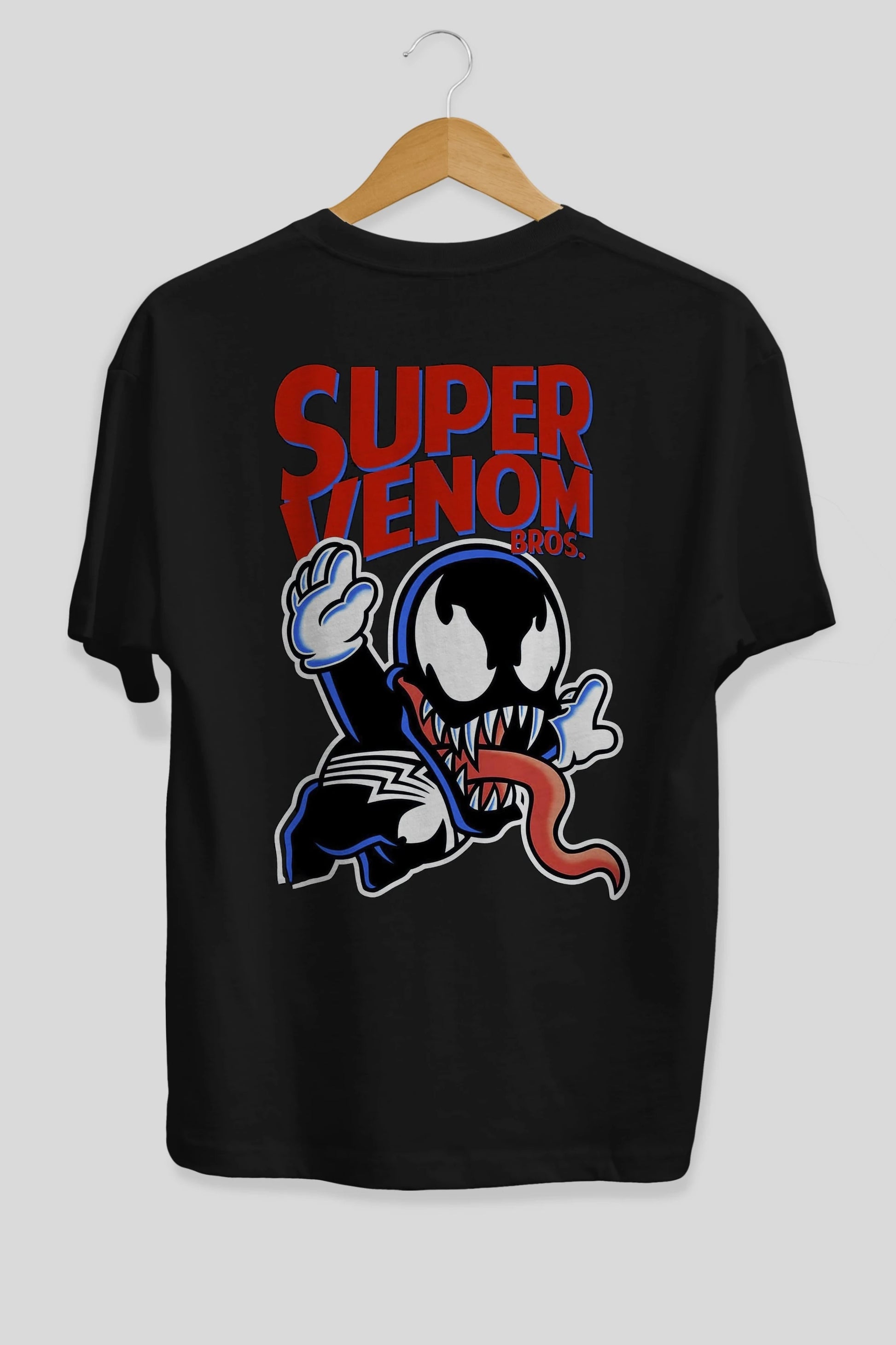 Super Venom Arka Baskılı Oversize t-shirt Erkek Kadın Unisex %100 Pamuk Bisiklet Yaka tişort