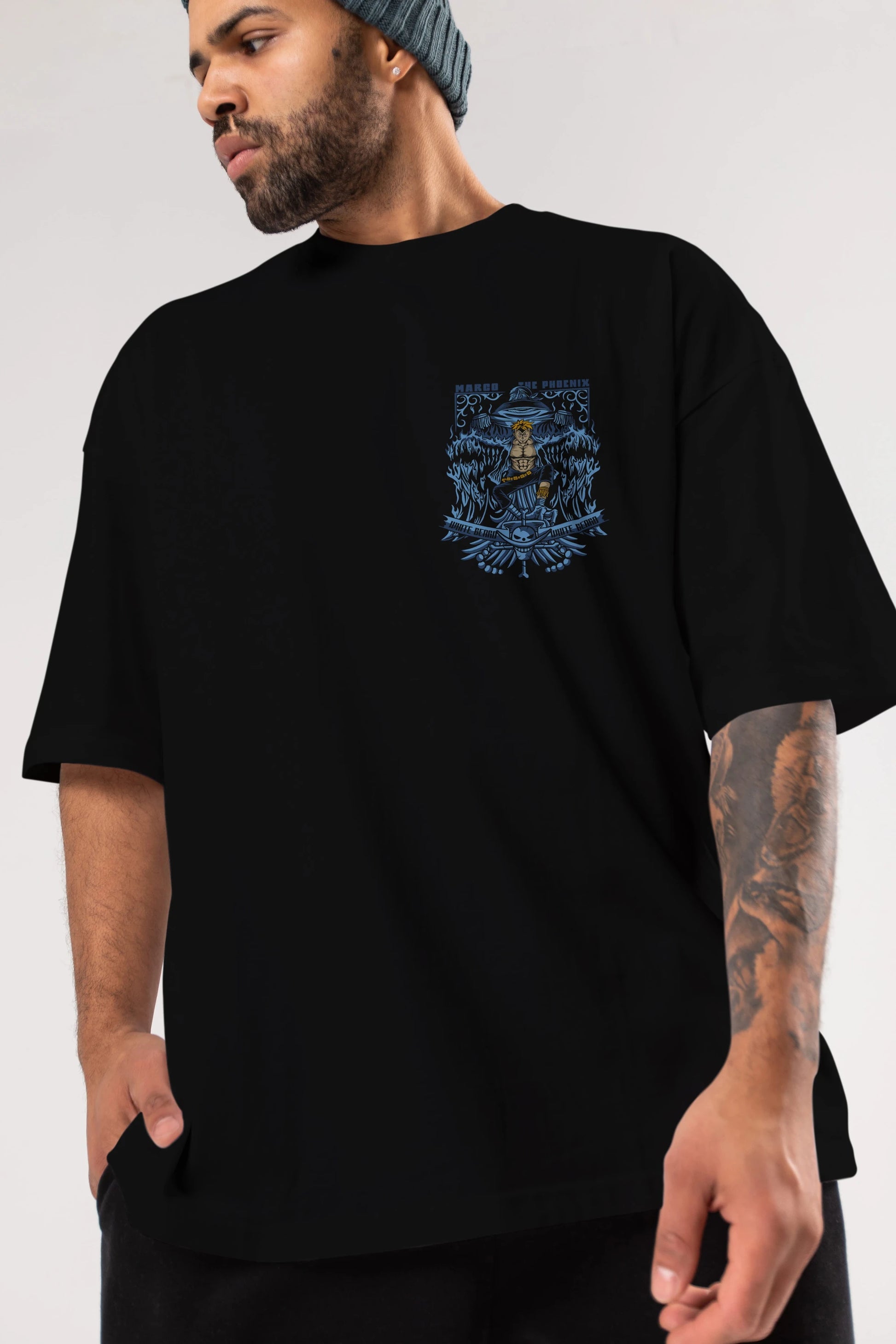 MARCO EL FENIX One Piece Ön Sol Baskılı Oversize t-shirt Erkek Kadın Unisex %100 Pamuk Bisiklet Yaka tişort