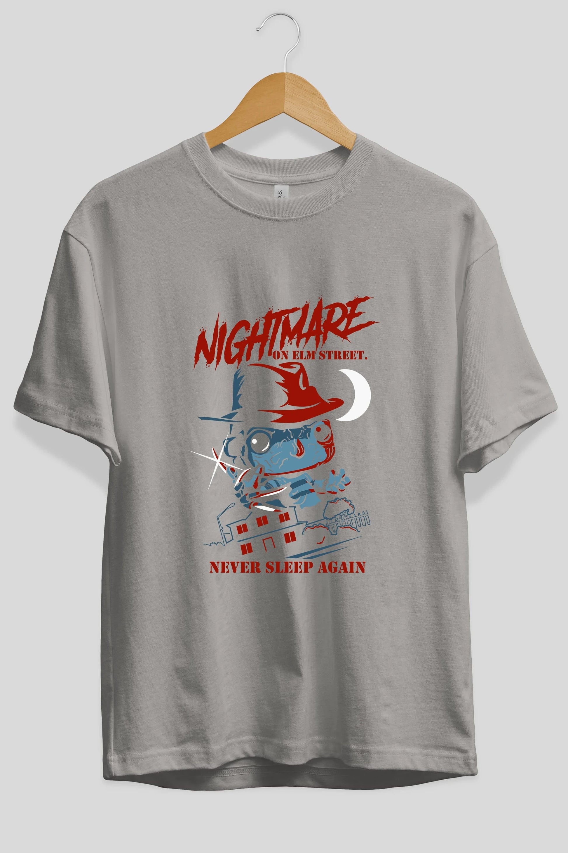 Nightmare Elm Sokağı Ön Baskılı Oversize t-shirt Erkek Kadın Unisex %100 Pamuk Bisiklet Yaka tişort