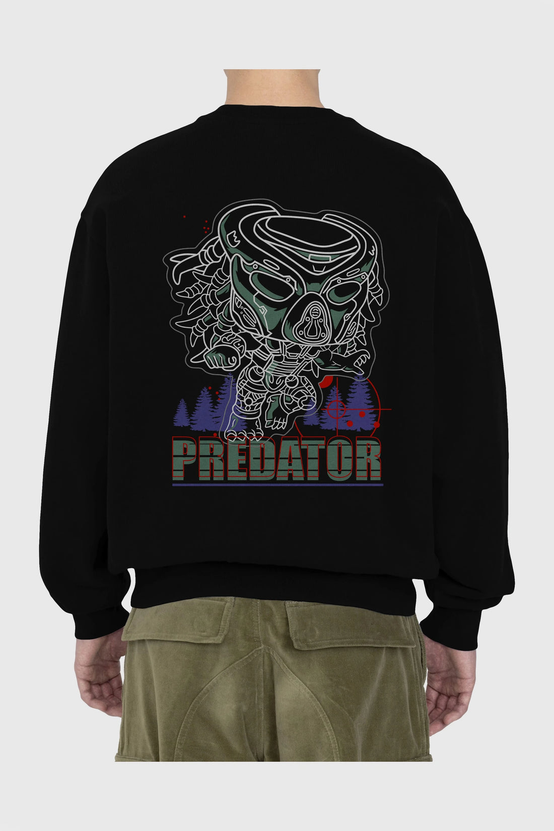 Predator Arka Baskılı Oversize Sweatshirt Erkek Kadın Unisex