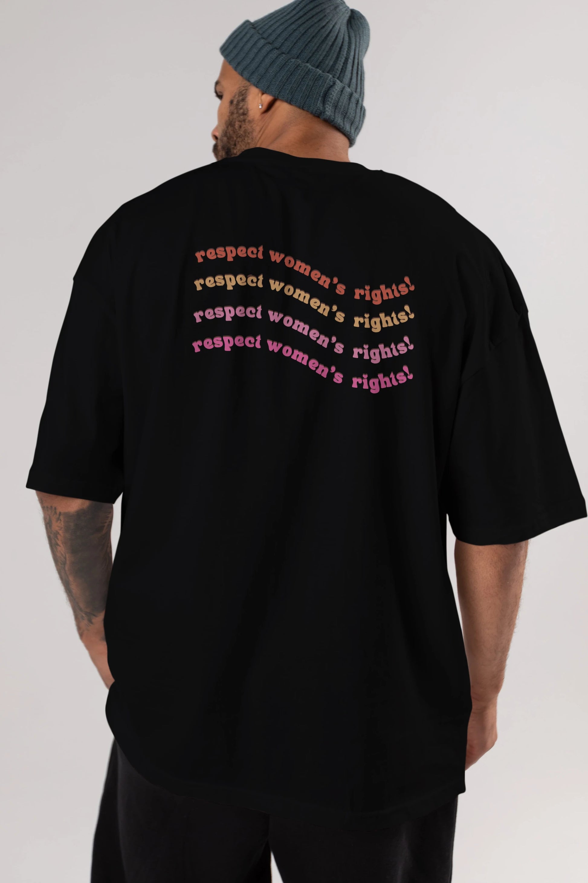 Respect Women Yazılı Arka Baskılı Oversize t-shirt Erkek Kadın Unisex