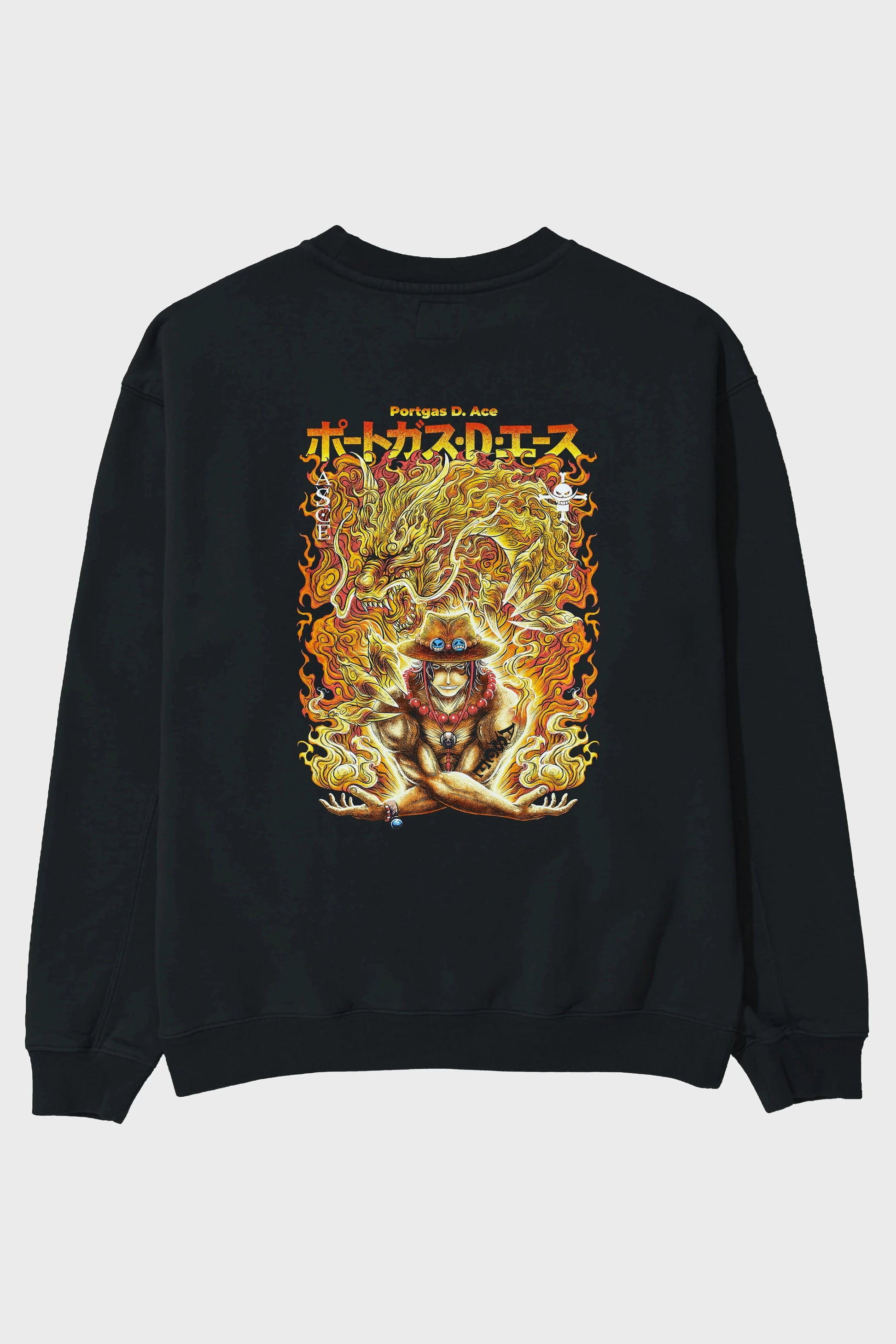 PORTGAS D. ACE Anime Arka Baskılı Oversize Sweatshirt Erkek Kadın Unisex