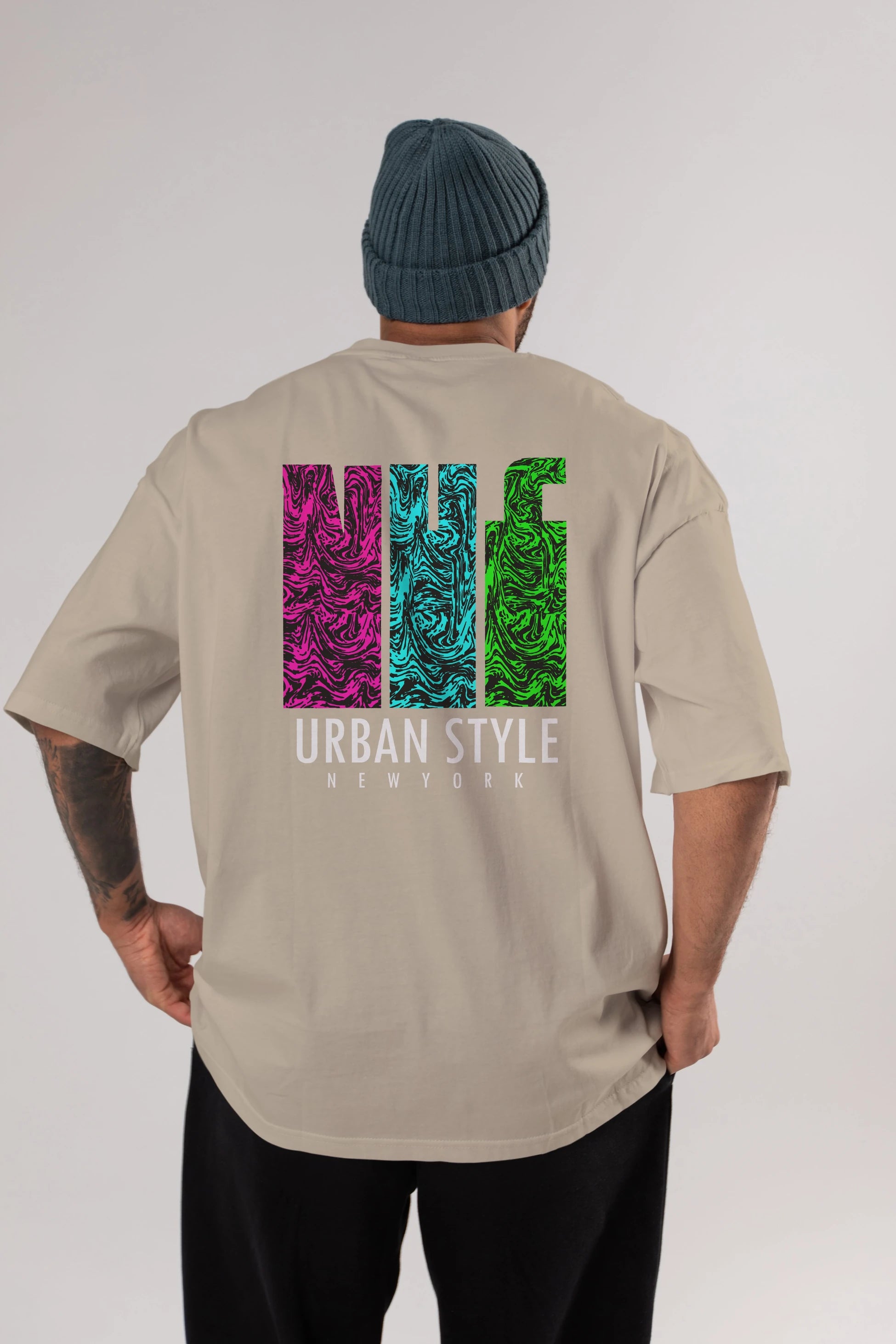 Urban Style Newyork Arka Baskılı Oversize t-shirt Erkek Kadın Unisex