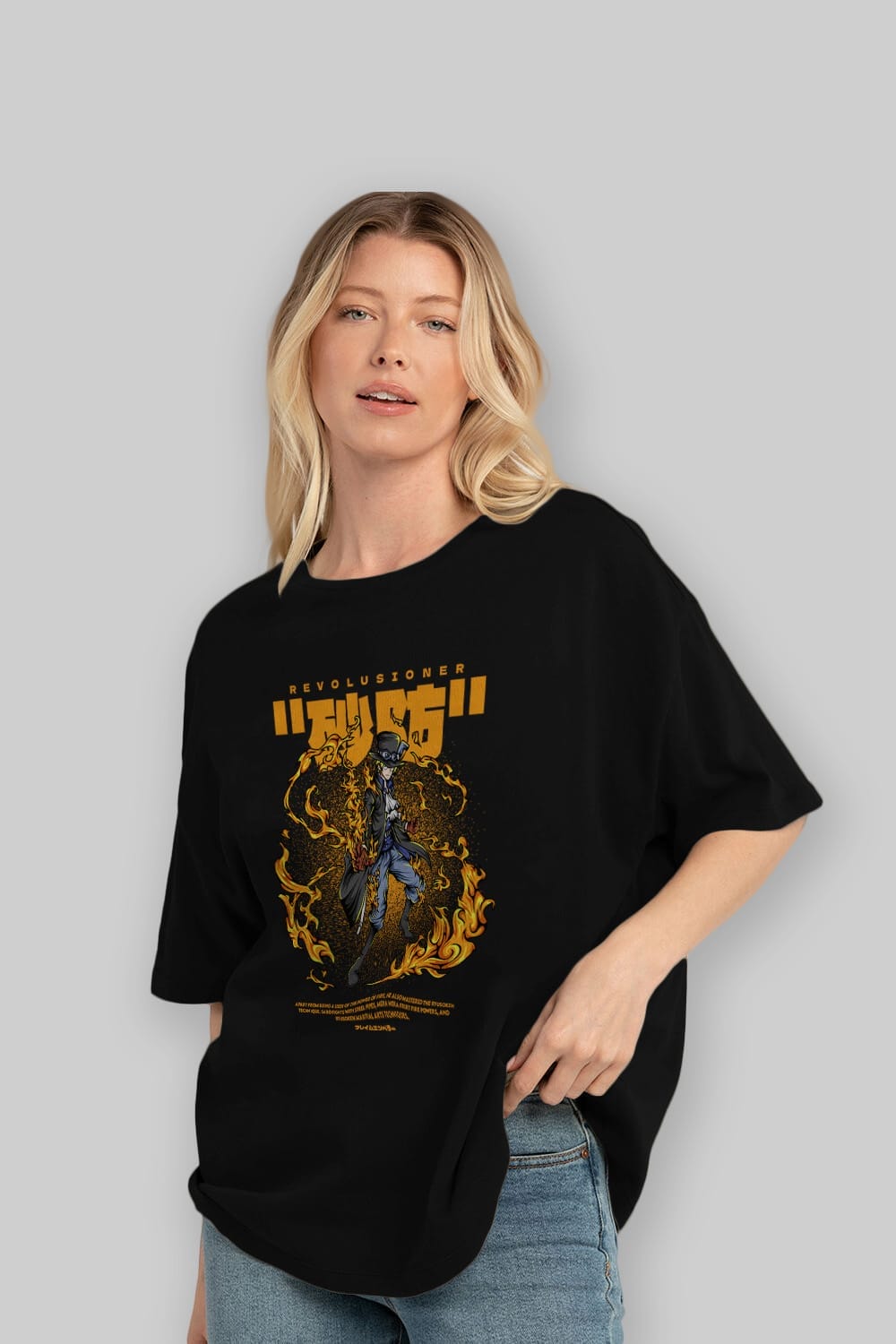 Revolusioner Sabo Anime Ön Baskılı Oversize t-shirt %100 pamuk Erkek Kadın Unisex