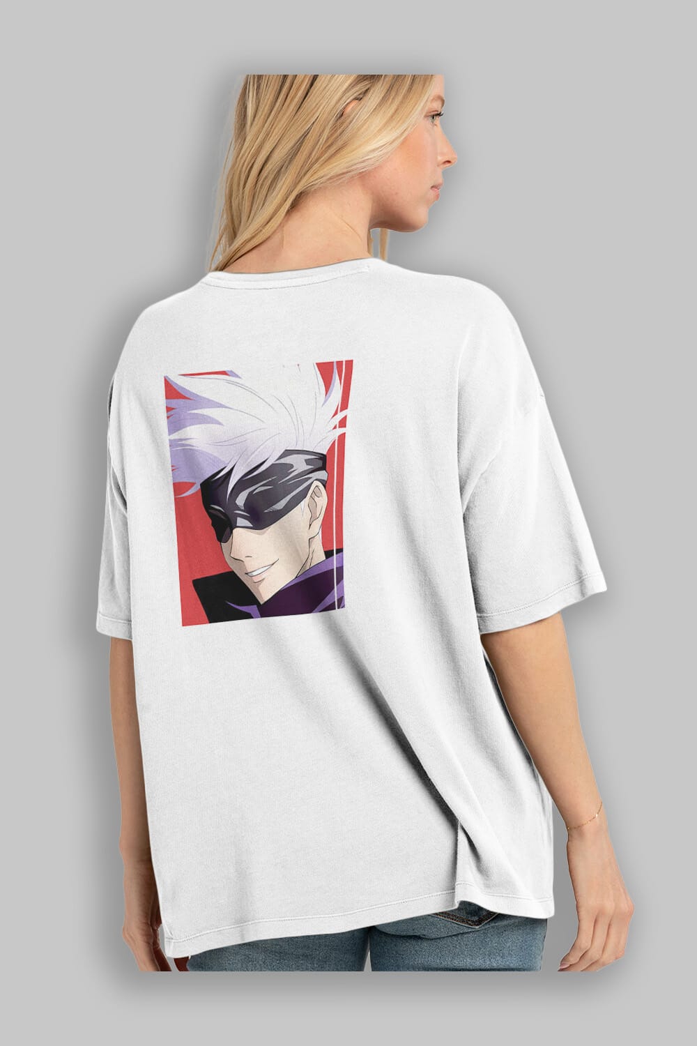 SATORU GOJO Anime Arka Baskılı Oversize t-shirt Erkek Kadın Unisex