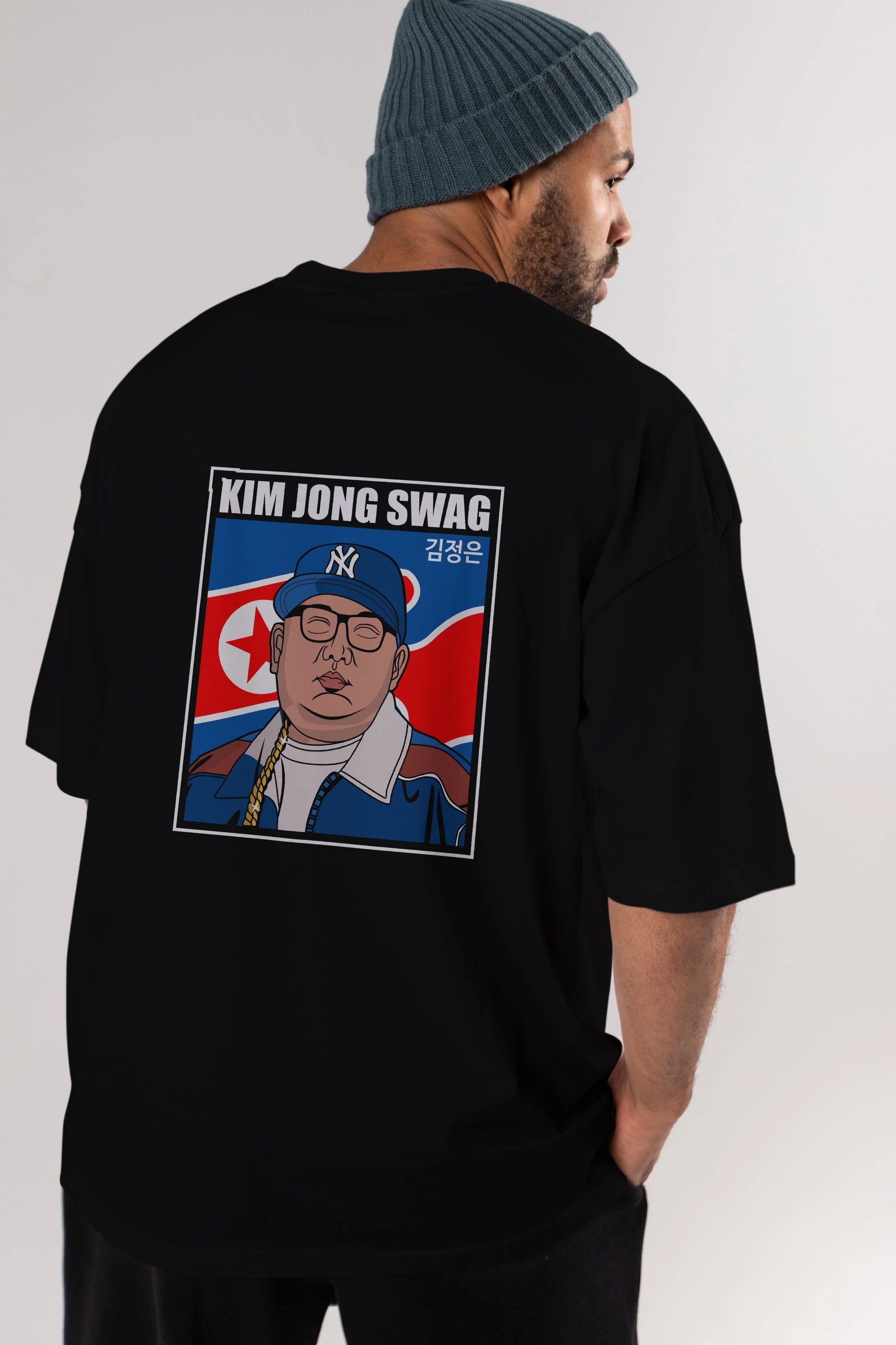 King Jong Swag Arka Baskılı Oversize t-shirt Erkek Kadın Unisex %100 Pamuk tişort