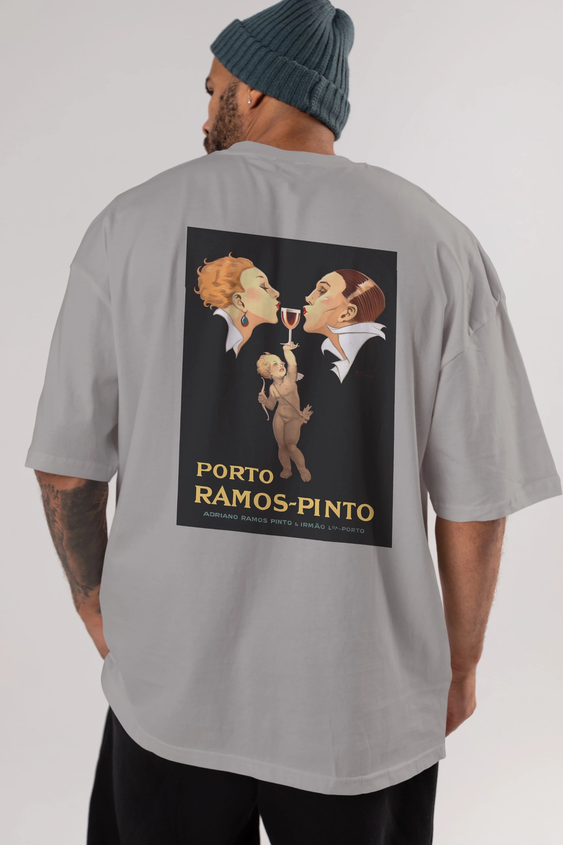 Porto Ramos Pinto Arka Baskılı Oversize t-shirt Erkek Kadın Unisex %100 Pamuk Bisiklet Yaka tişort
