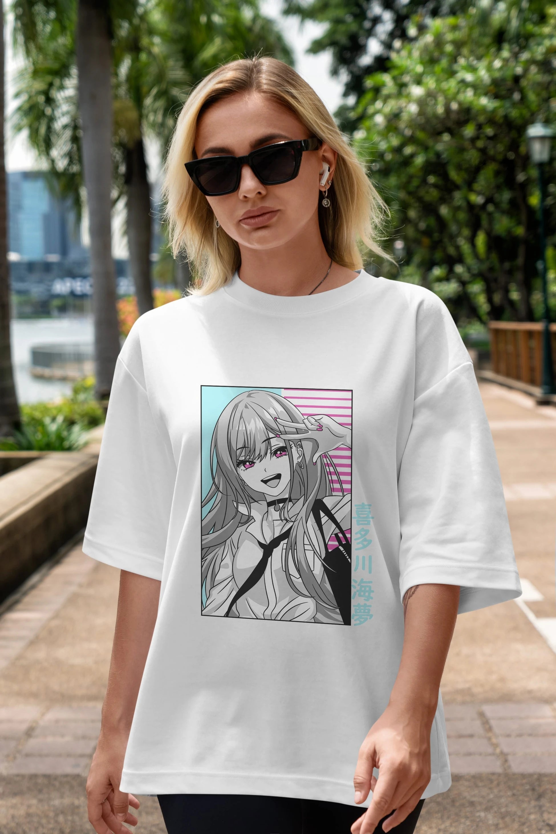 Marin Kitagawa 1 Anime Ön Baskılı Oversize t-shirt %100 pamuk Erkek Kadın Unisex