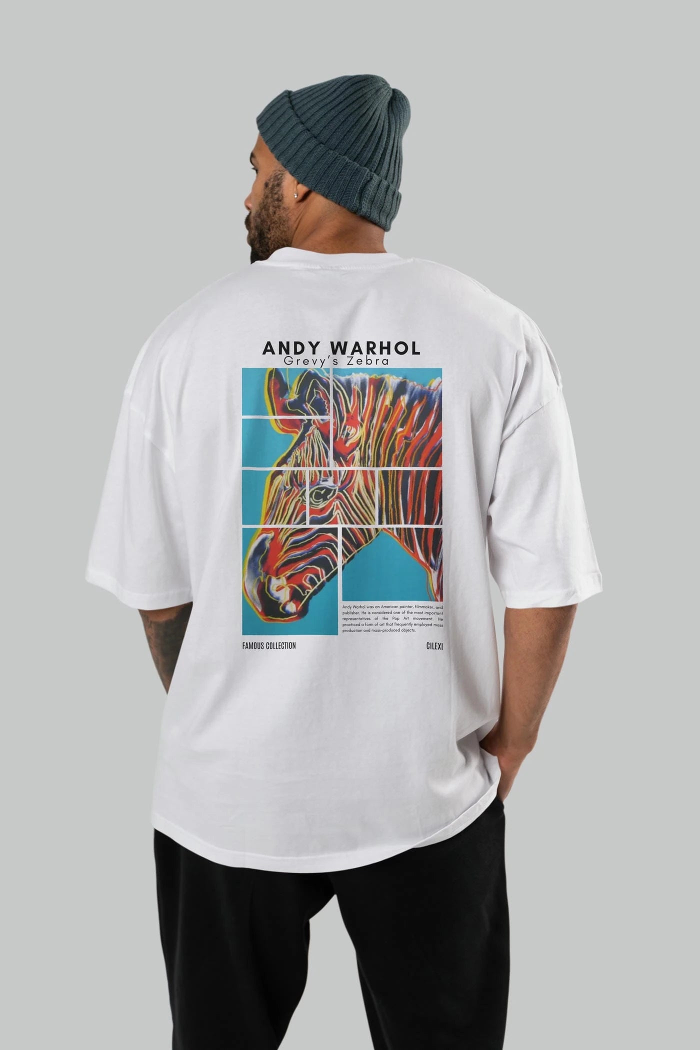 Andy Warhol Arka Baskılı Oversize t-shirt Erkek Kadın Bisiklet Yaka Pamuk tişort