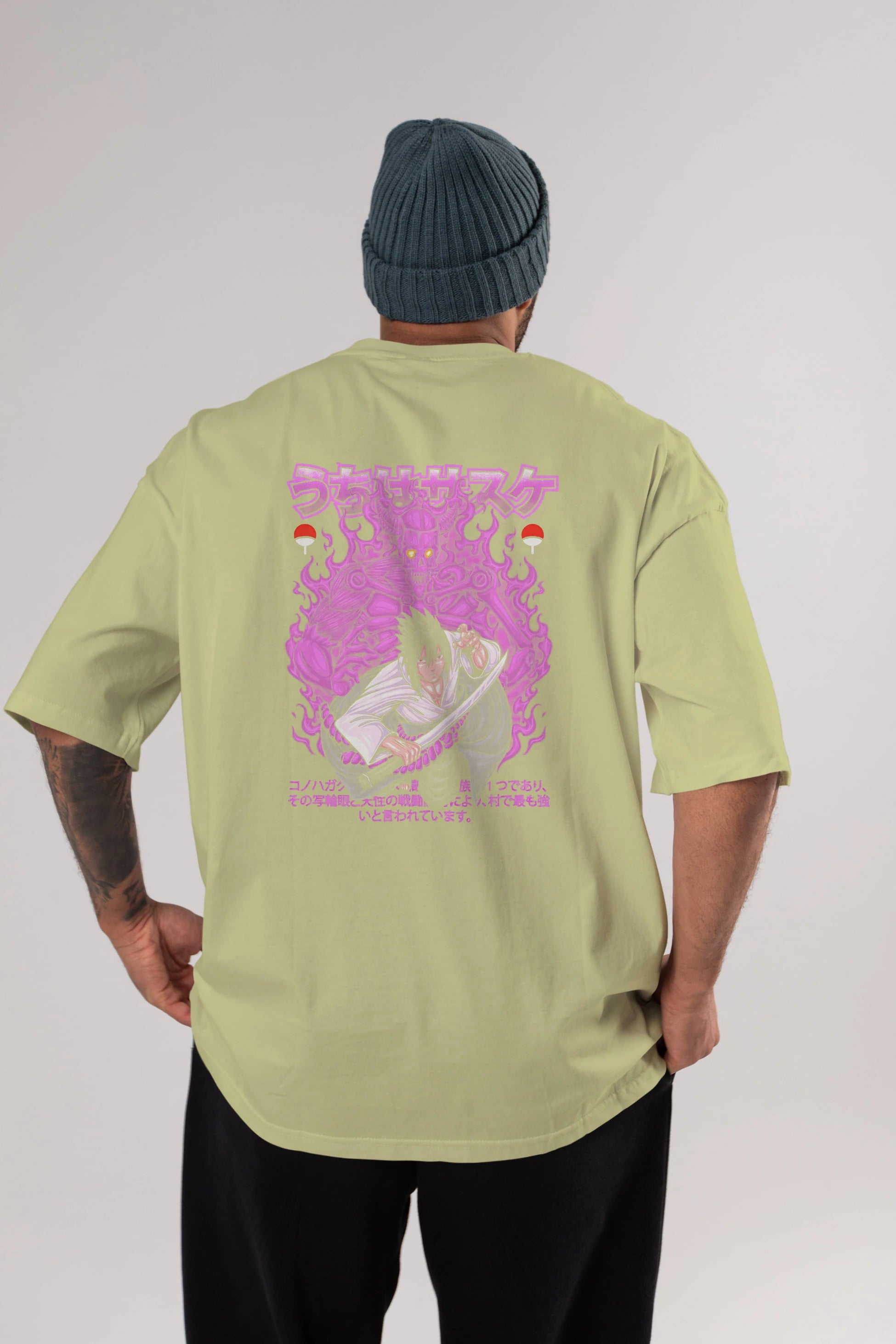 SASUKE UCHIHA NARUTO Anime Arka Baskılı Oversize t-shirt Erkek Kadın Unisex