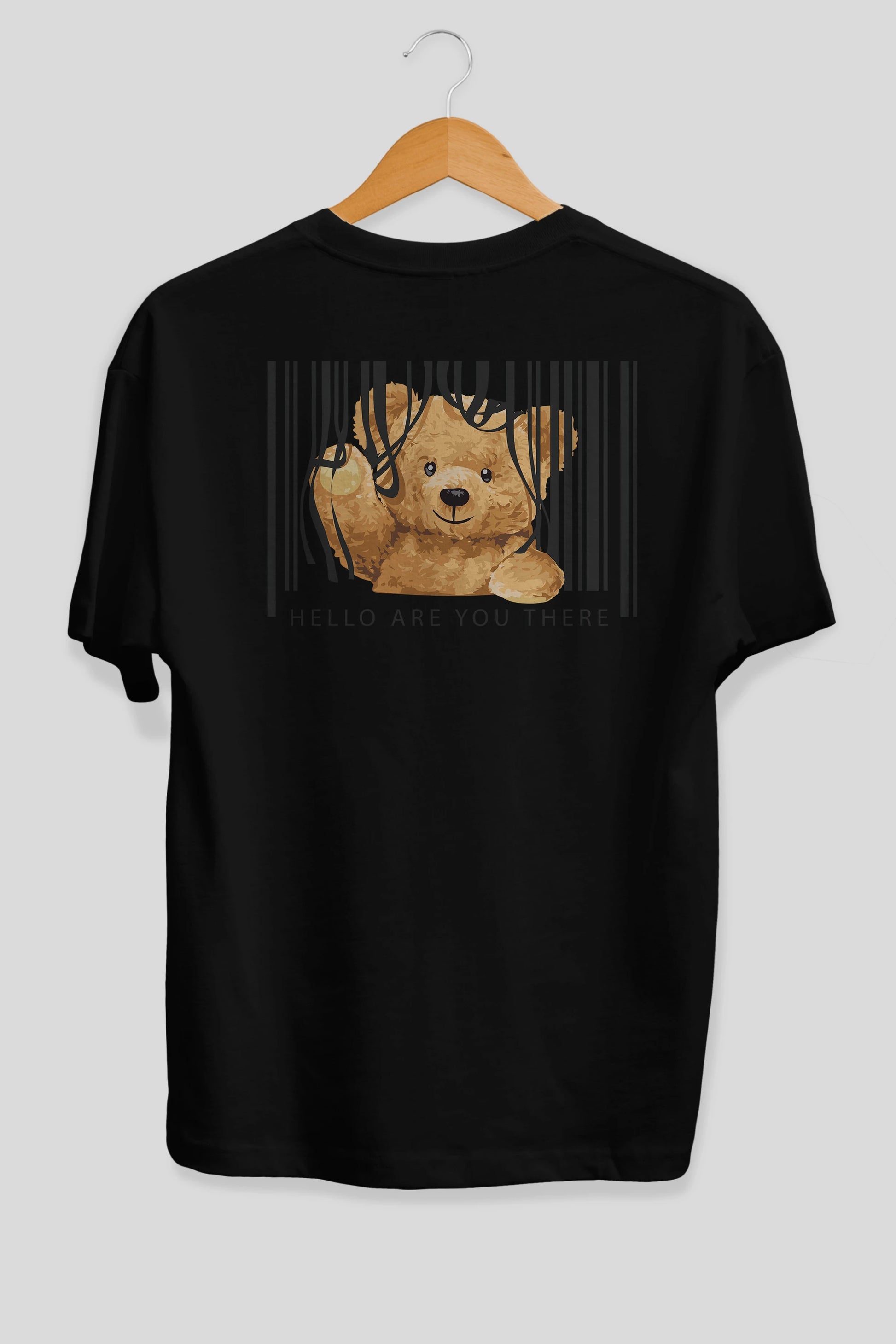 Teddy Bear Hello Arka Baskılı Oversize t-shirt Erkek Kadın Unisex %100 Pamuk