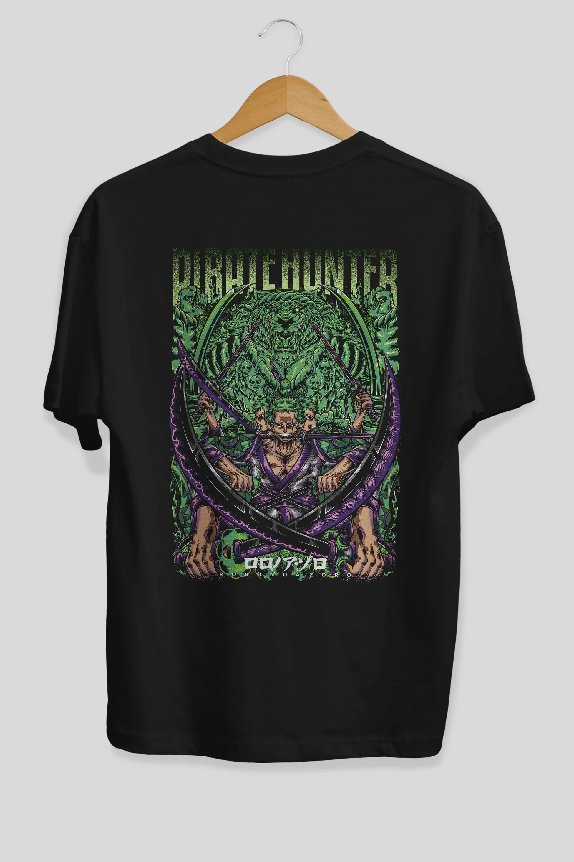 RORONOA ZORO 3 Anime Arka Baskılı Oversize t-shirt Erkek Kadın Unisex