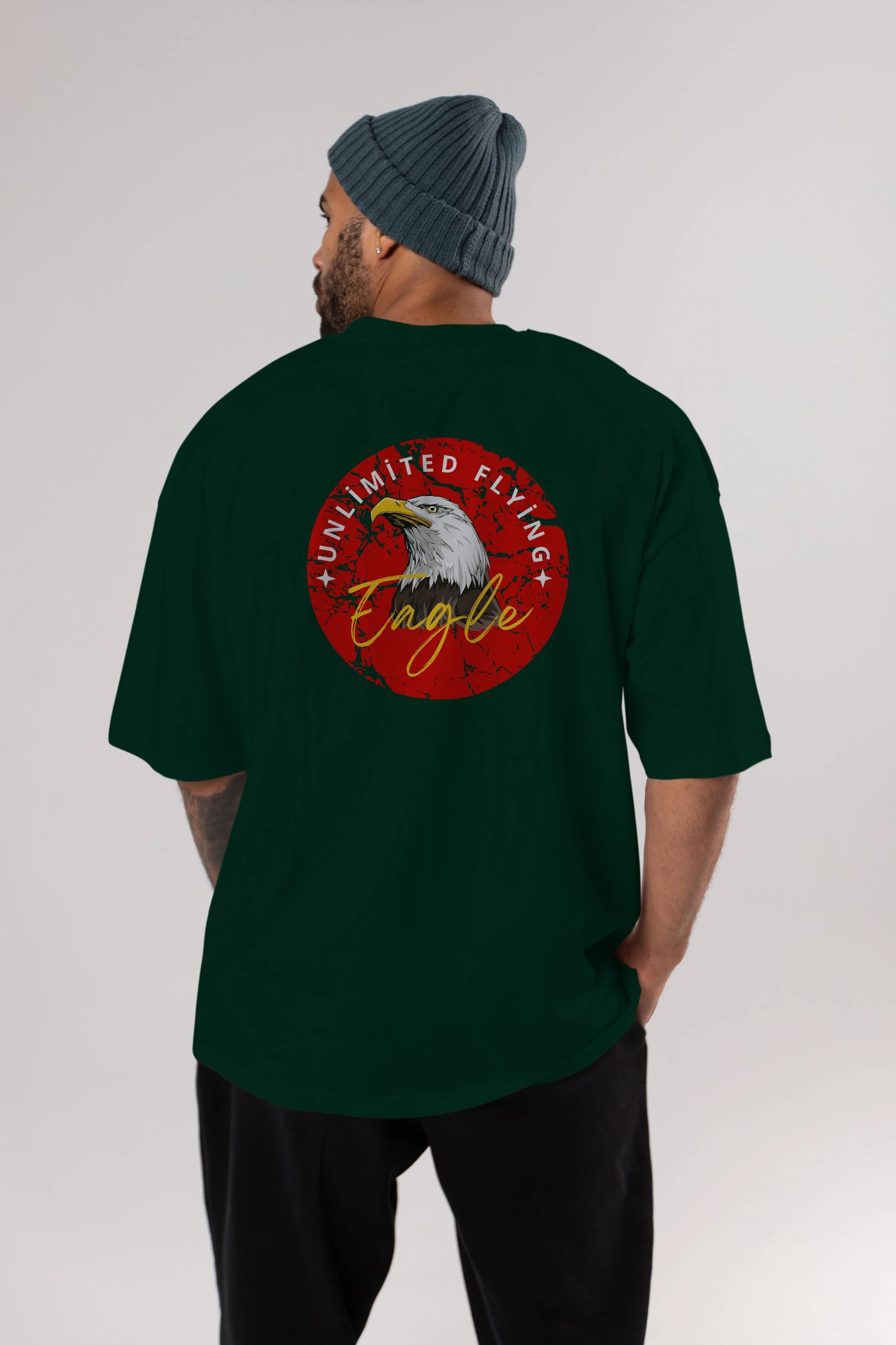 Unlimited Flying Yazılı Arka Baskılı Oversize t-shirt Erkek Kadın Unisex