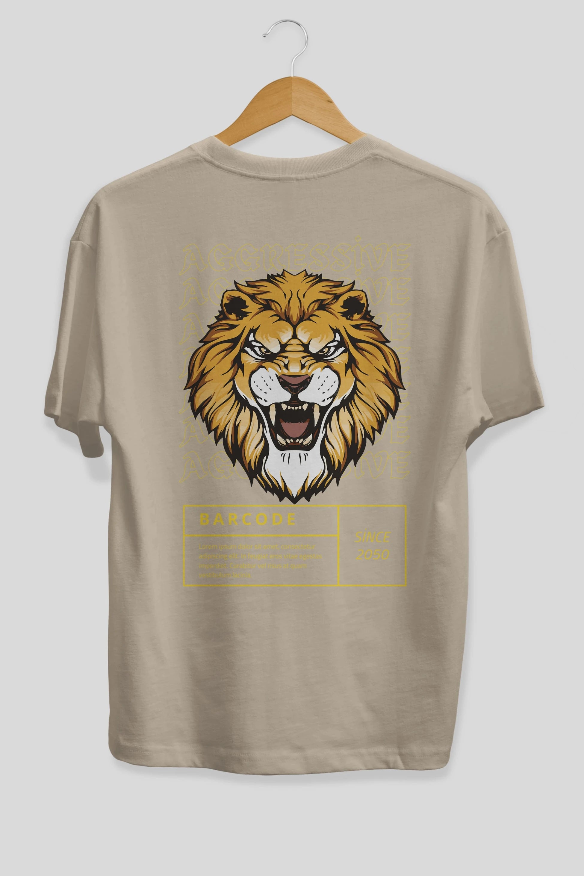 Aggressive Lion Arka Baskılı Oversize t-shirt Erkek Kadın Unisex