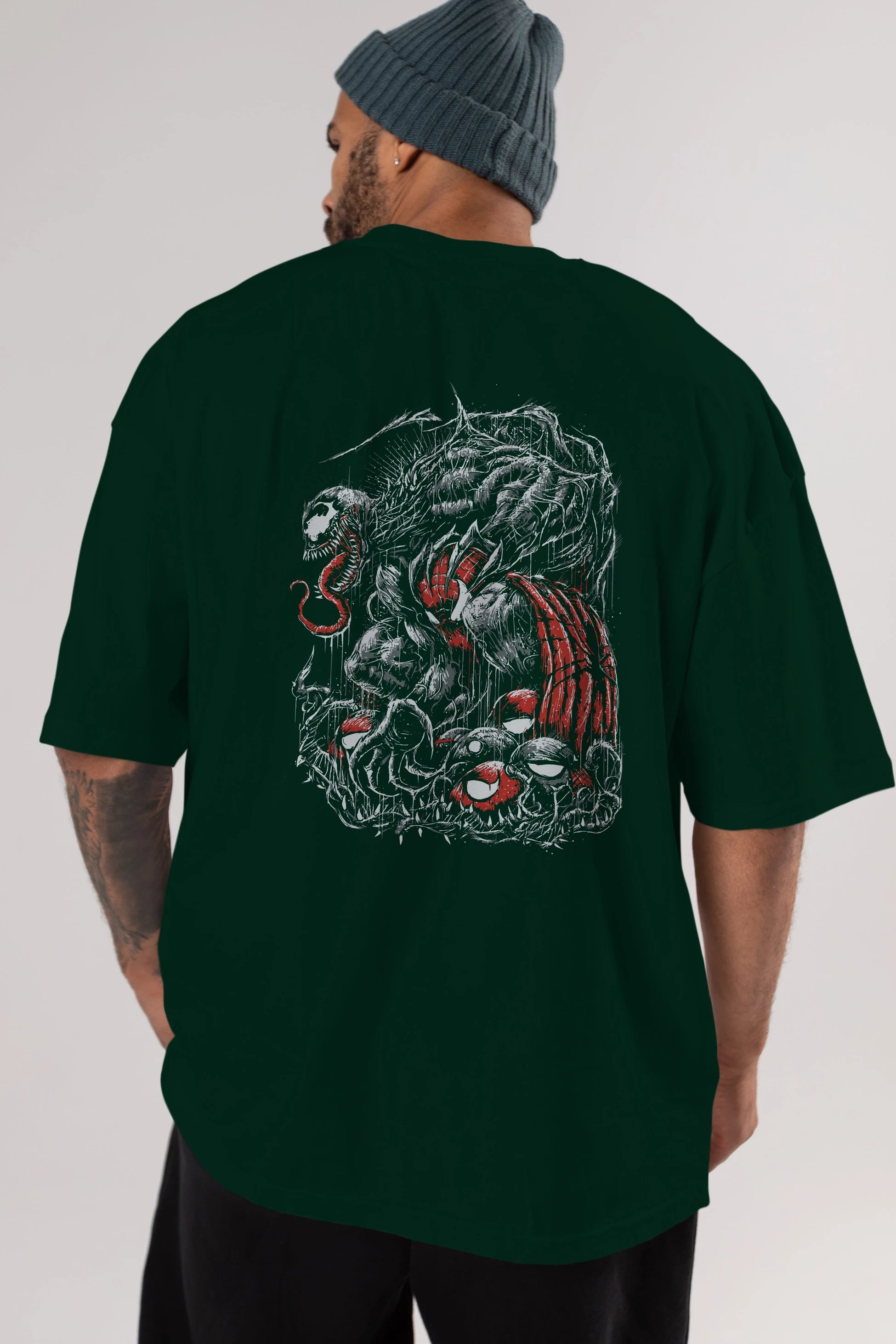 Venom (14) Arka Baskılı Oversize t-shirt Erkek Kadın Unisex %100 Pamuk Bisiklet Yaka tişort