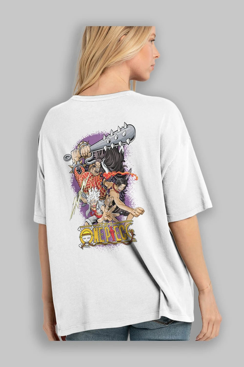 ONE PIECE (6) Anime Arka Baskılı Oversize t-shirt Erkek Kadın Unisex