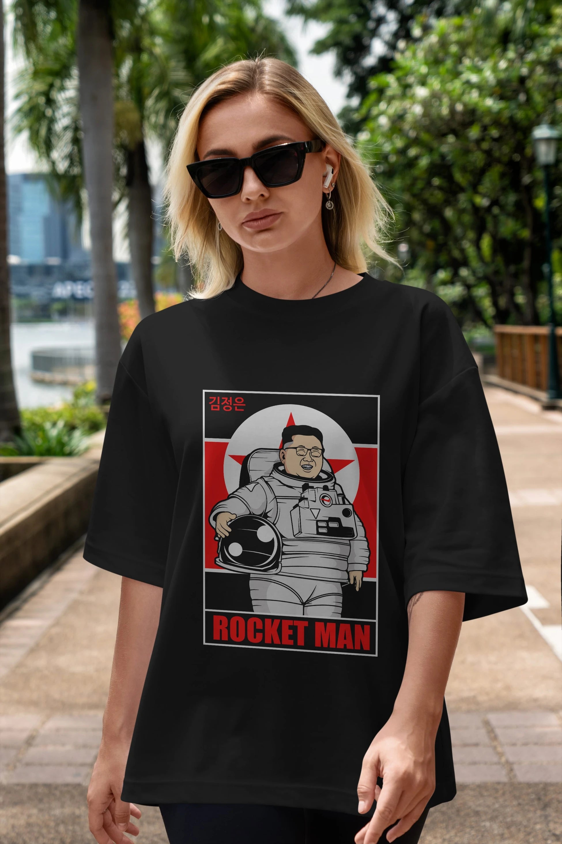 Astronot Kim Ön Baskılı Oversize t-shirt Erkek Kadın Unisex %100 Pamuk tişort