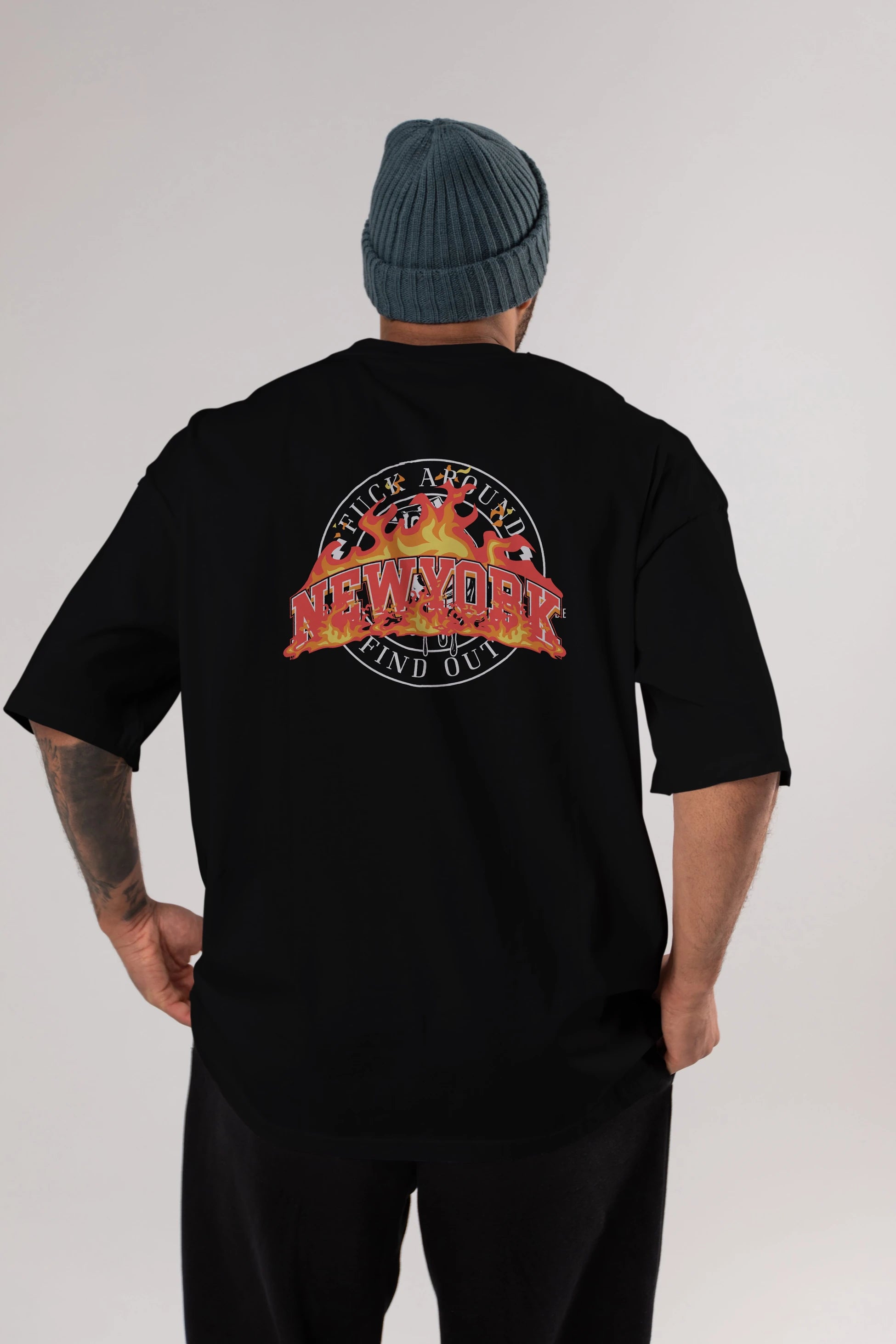 Newyork Style Arka Baskılı Oversize t-shirt Erkek Kadın Unisex