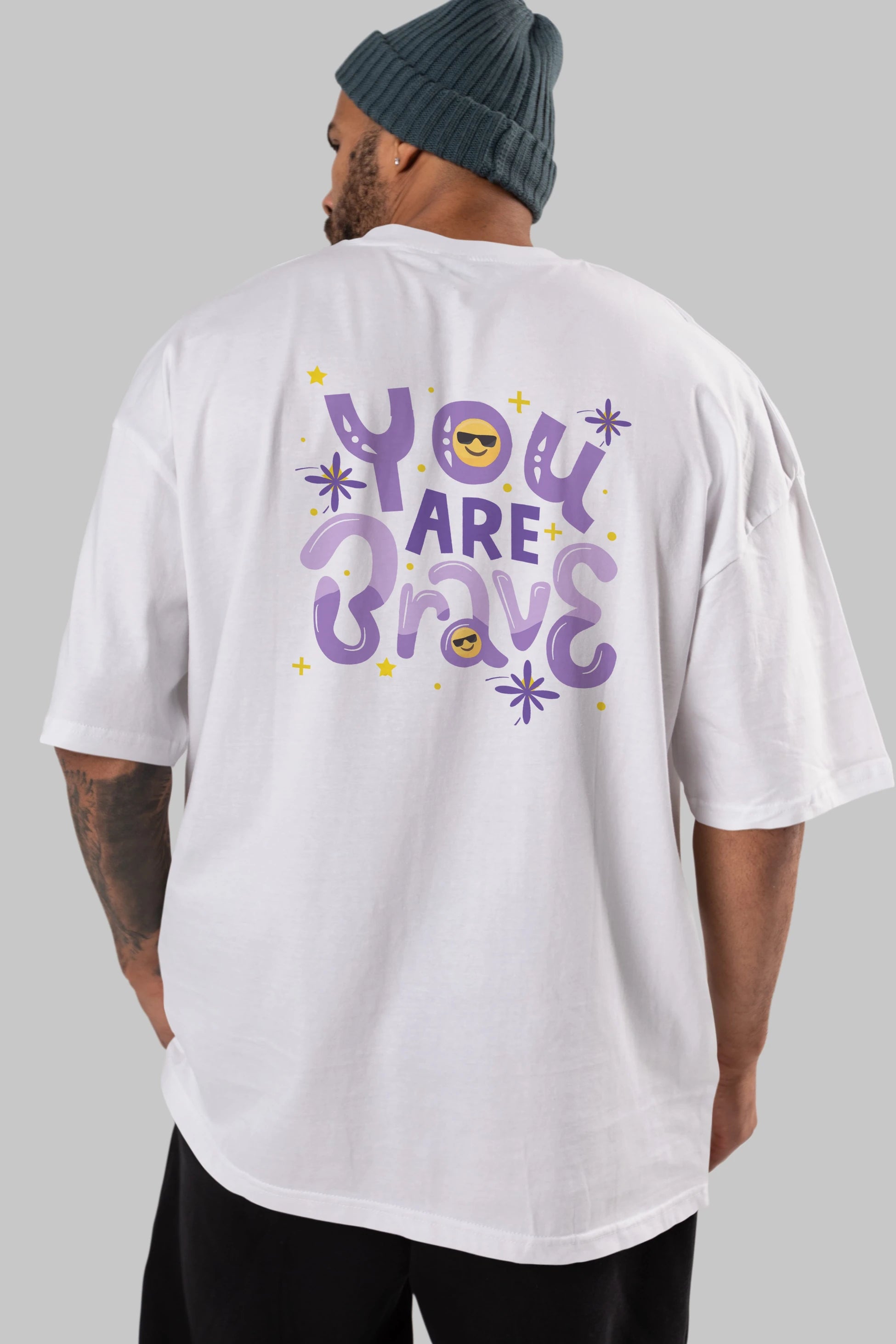 You Are Brave Yazılı Arka Baskılı Oversize t-shirt Erkek Kadın Unisex