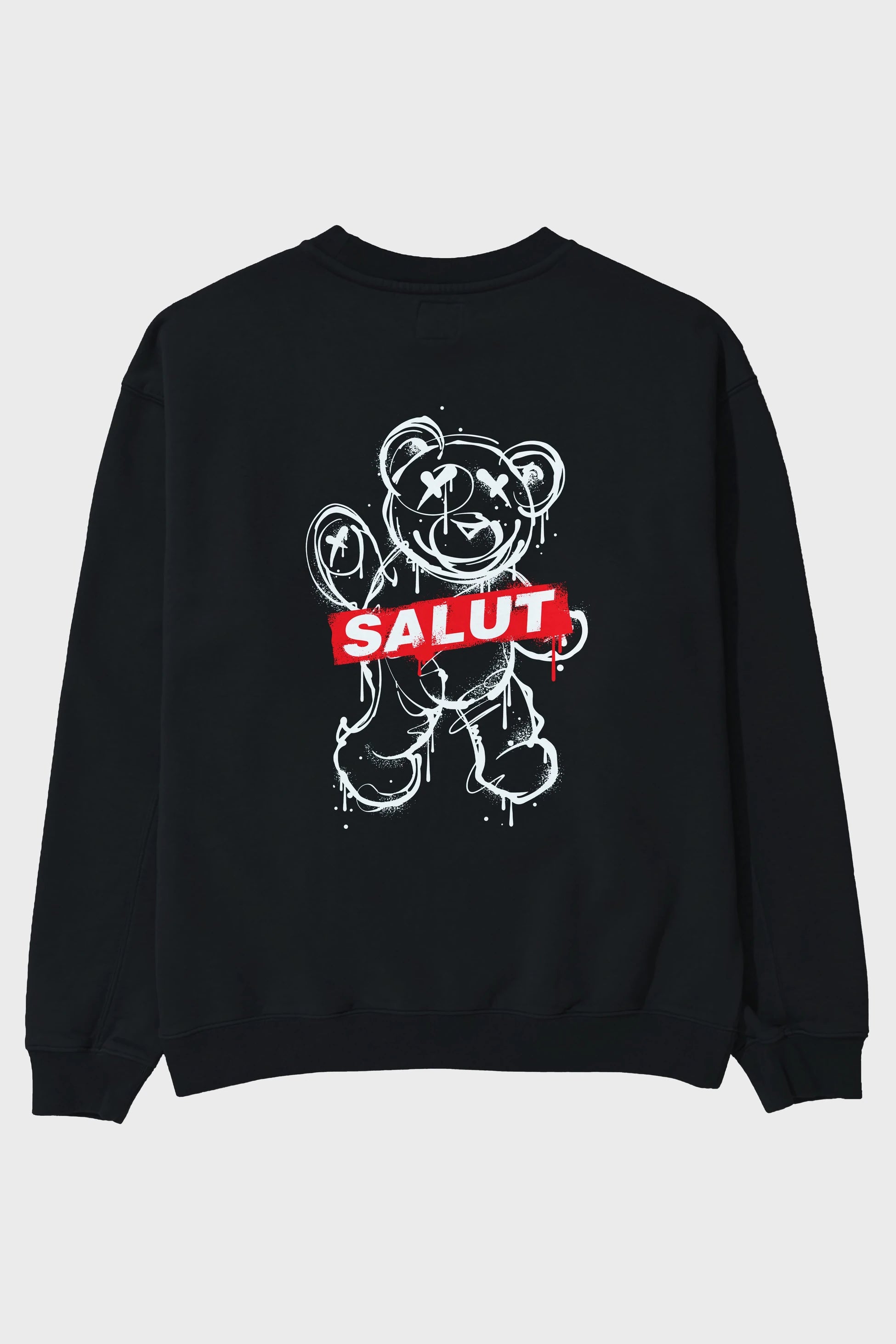 Teddy Bear Salut Arka Baskılı Oversize Sweatshirt Erkek Kadın Unisex