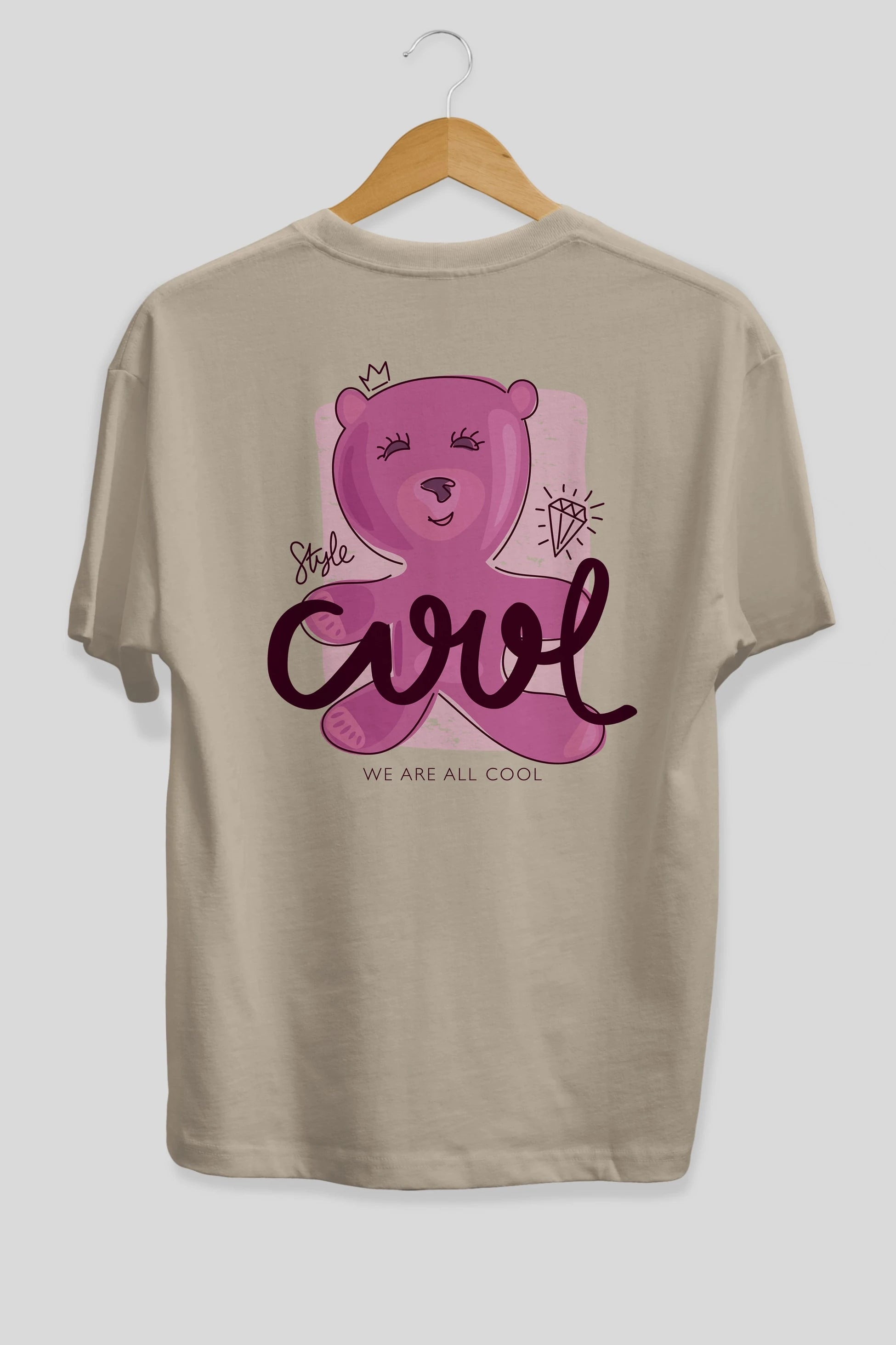 Cool Style Bear Arka Baskılı Oversize t-shirt Erkek Kadın Unisex