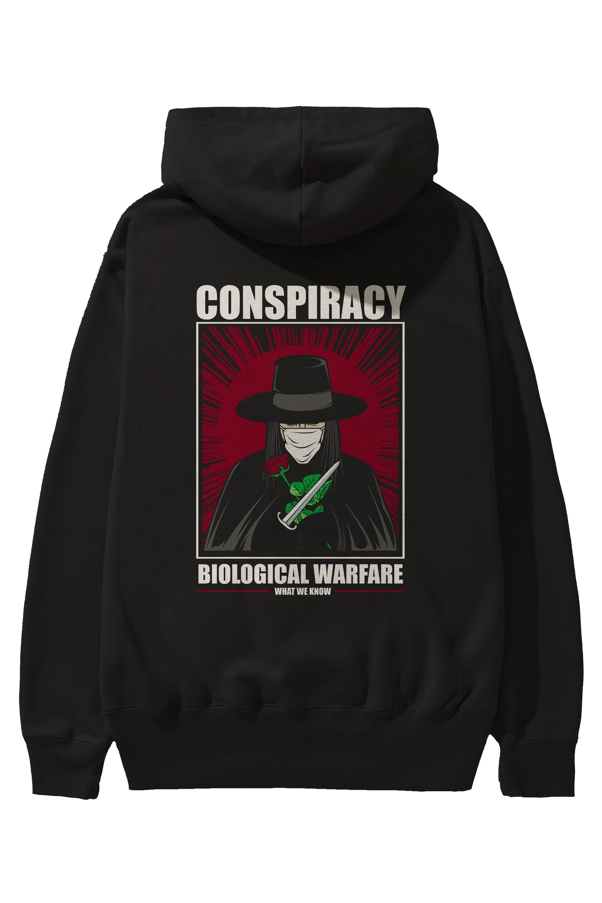 Vendetta Masker Arka Baskılı Hoodie Oversize Kapüşonlu Sweatshirt Erkek Kadın Unisex
