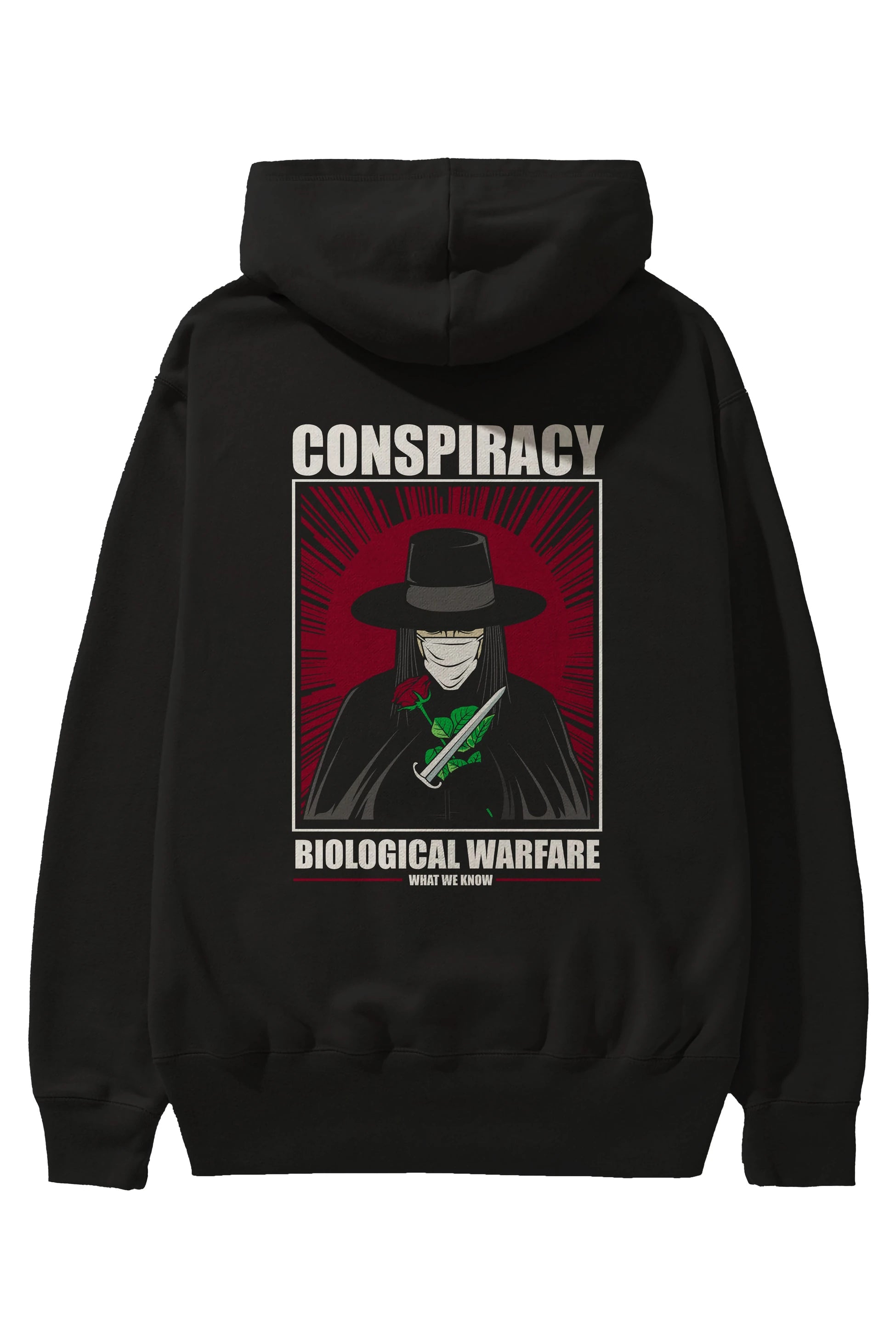 Vendetta Masker Arka Baskılı Hoodie Oversize Kapüşonlu Sweatshirt Erkek Kadın Unisex