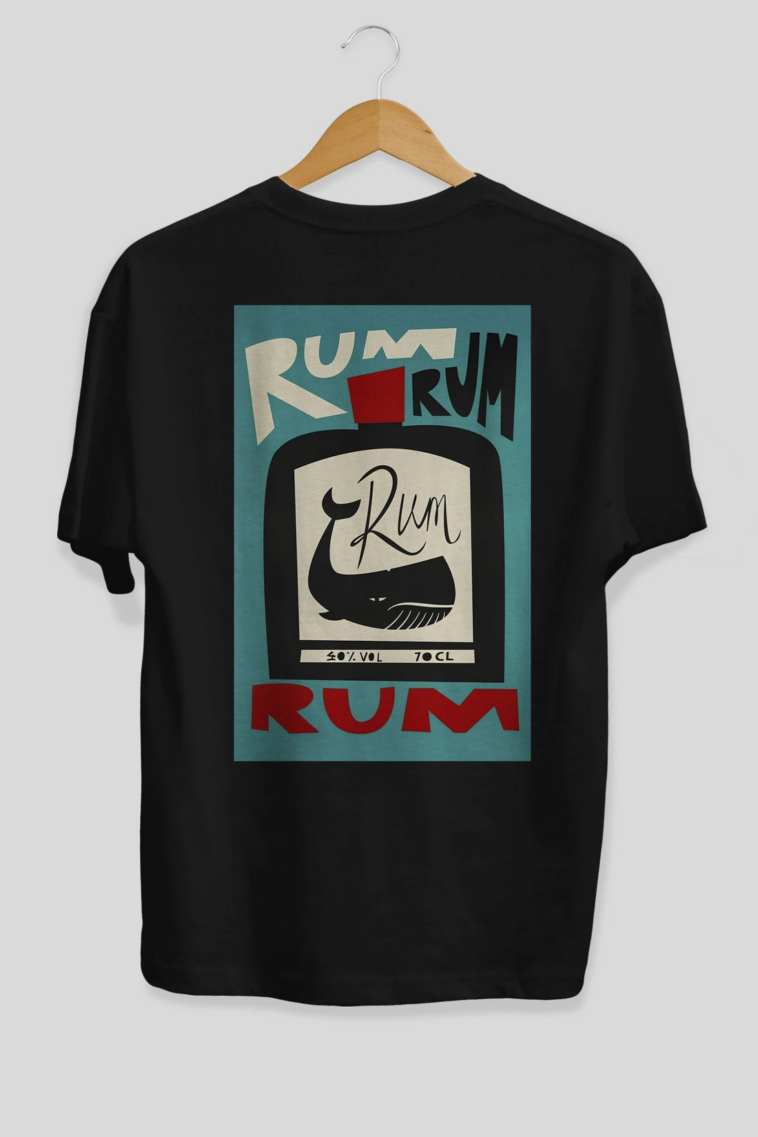 Rum Arka Baskılı Oversize t-shirt Erkek Kadın Unisex %100 Pamuk Bisiklet Yaka tişort