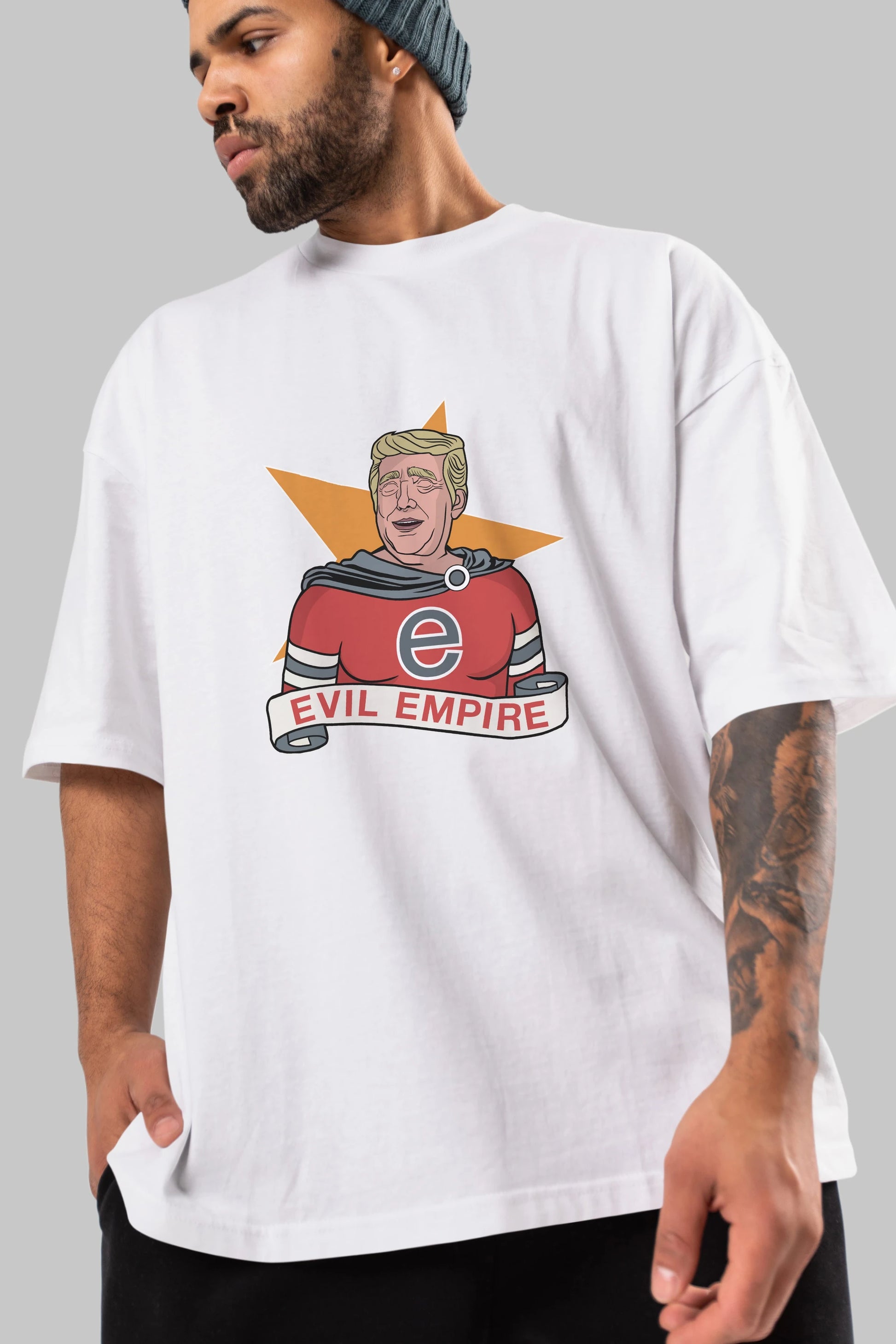 Evil Empire Trump Ön Baskılı Oversize t-shirt Erkek Kadın Unisex %100 Pamuk tişort