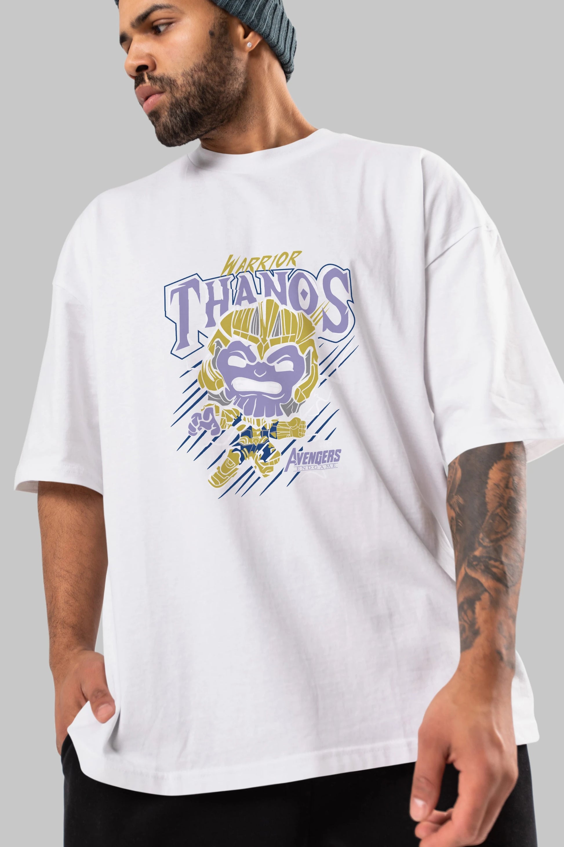 Thanos (2) Ön Baskılı Oversize t-shirt Erkek Kadın Unisex %100 Pamuk Bisiklet Yaka tişort