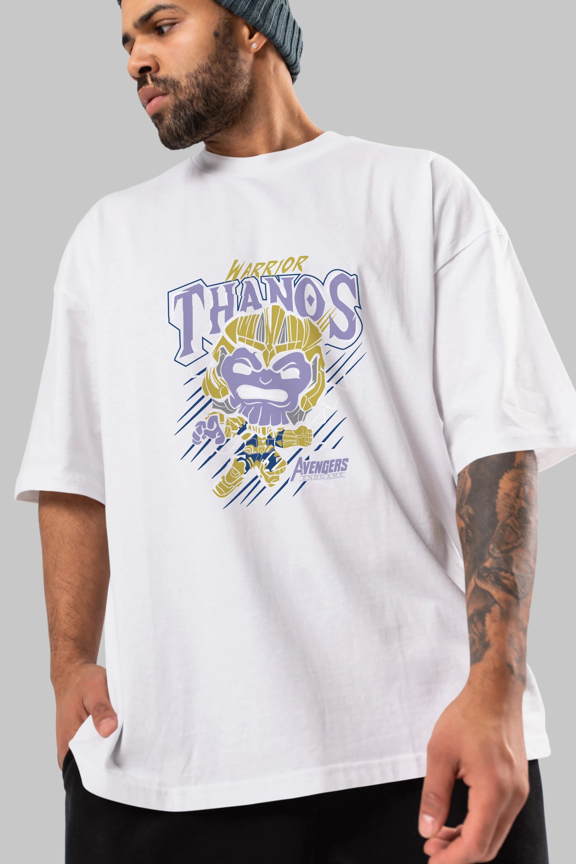 Thanos (2) Ön Baskılı Oversize t-shirt Erkek Kadın Unisex %100 Pamuk Bisiklet Yaka tişort