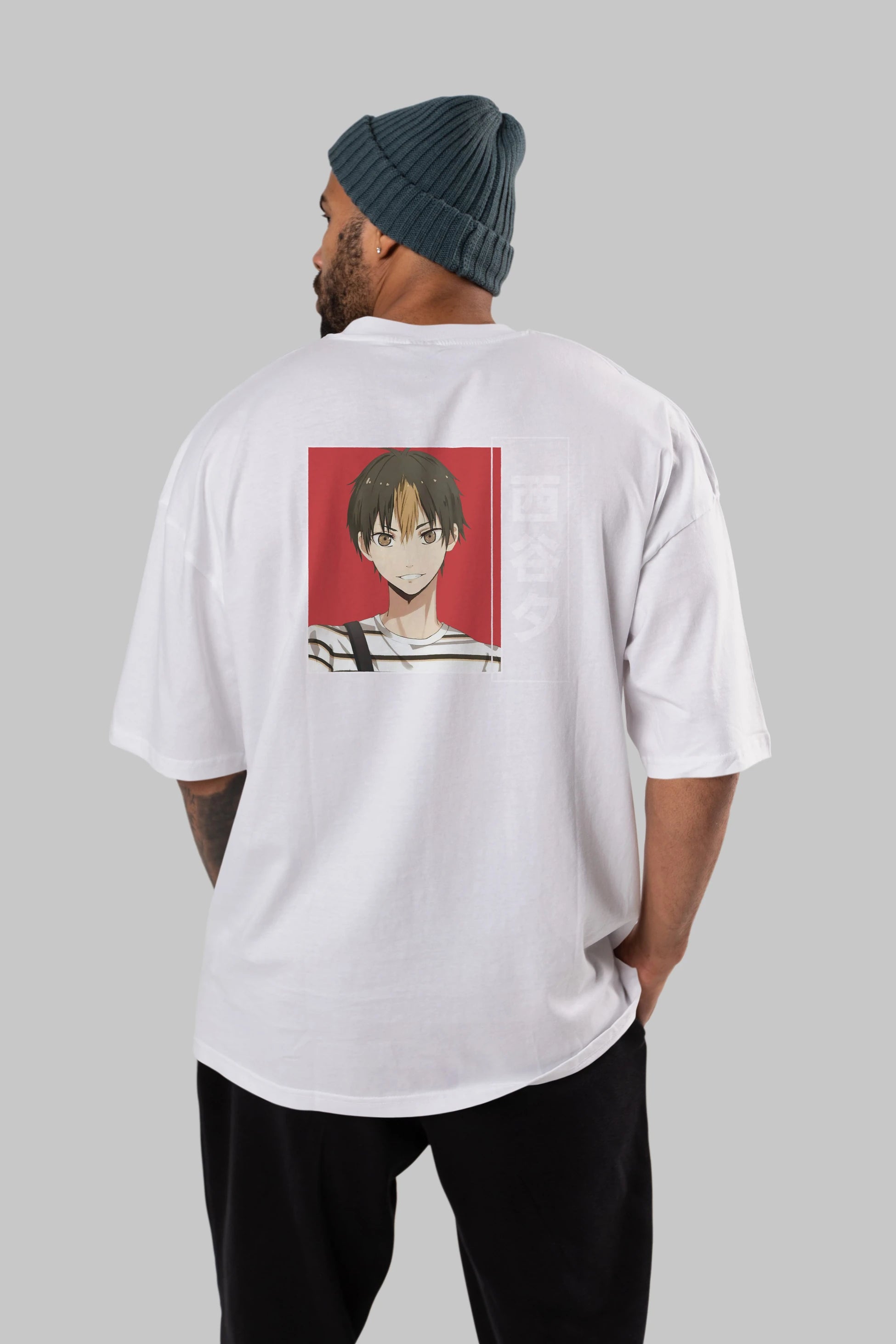 Yuu Nishinoya 1 Anime Arka Baskılı Oversize t-shirt Erkek Kadın Unisex