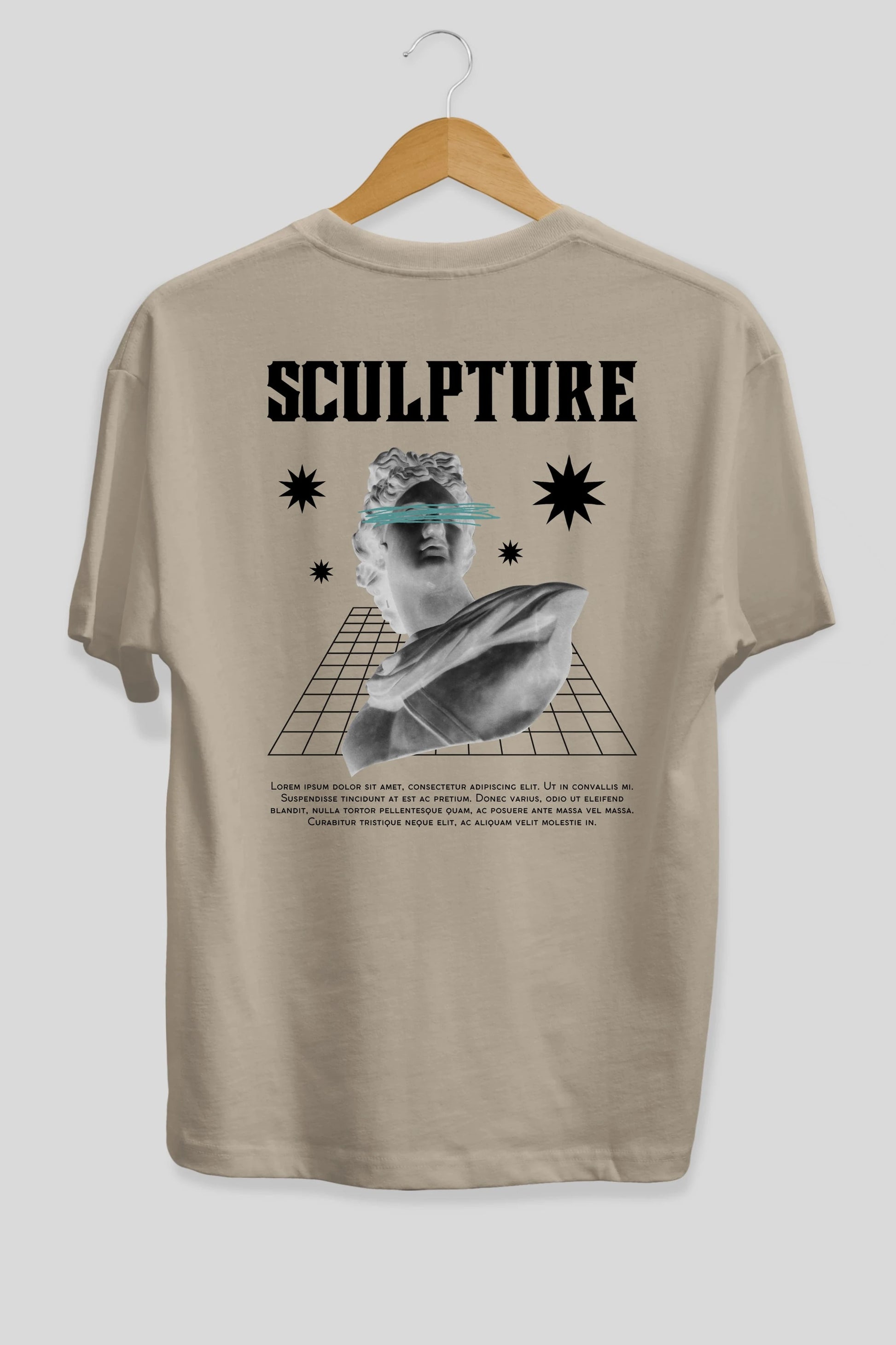 Sculpture Yazılı Arka Baskılı Oversize t-shirt Erkek Kadın Unisex